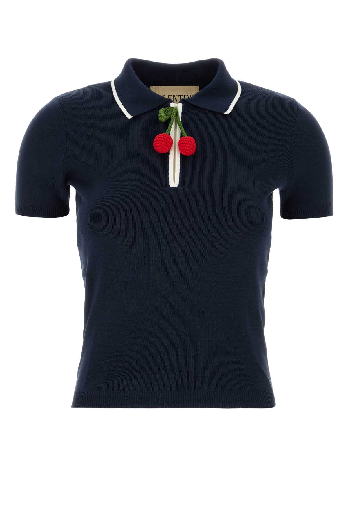 Valentino Polo Shirt Cotton Embroidered Detail In Blue