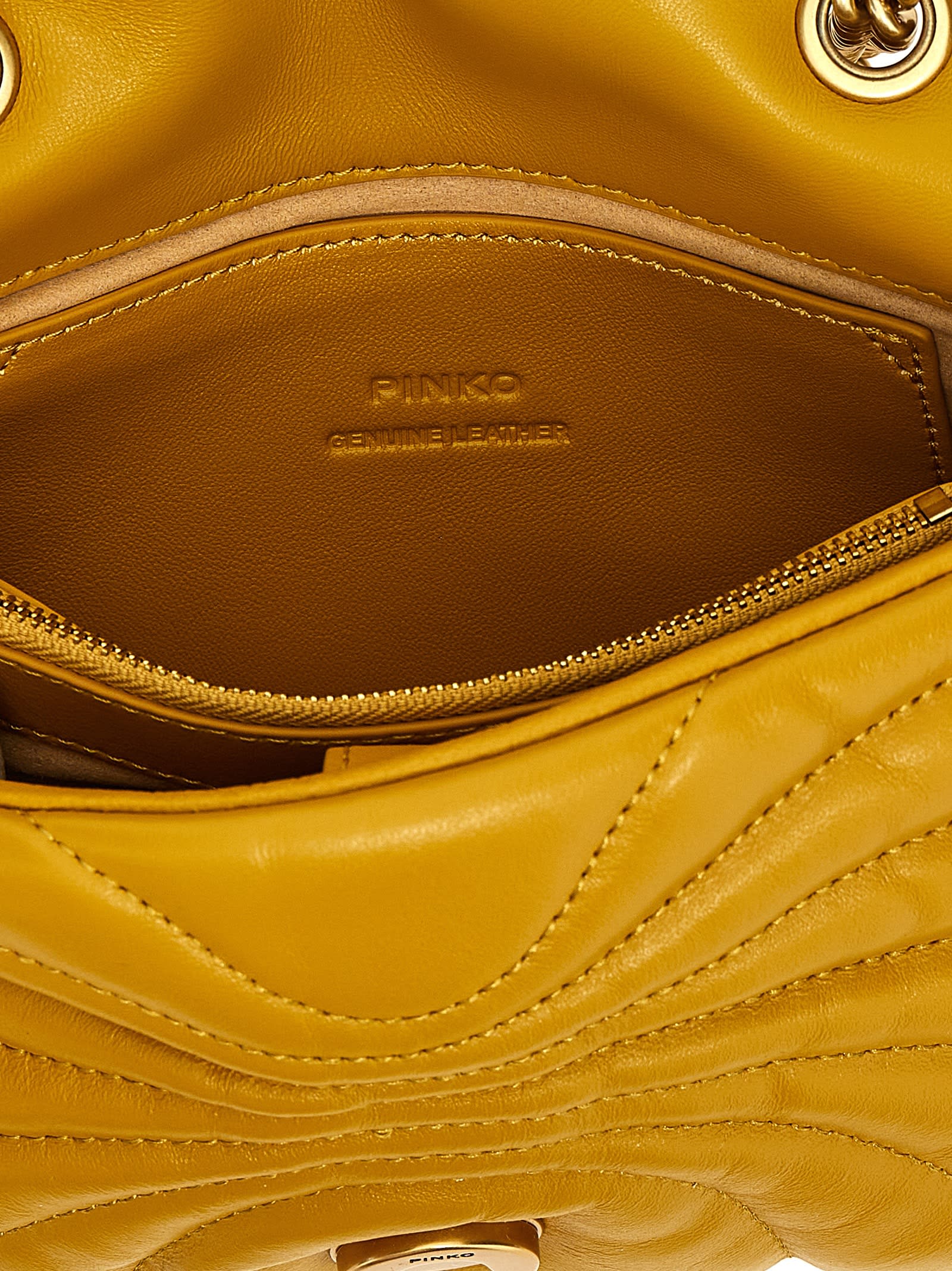 Shop Pinko Love Puff Mini Crossbody Bag In Yellow