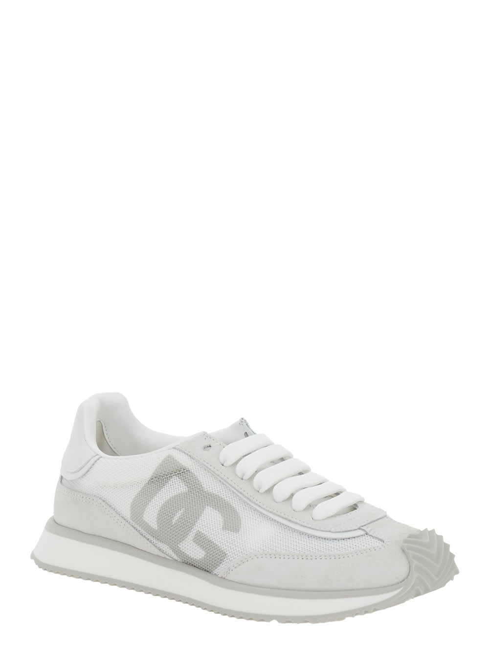 Shop Dolce & Gabbana Dg Cushion White Low Top Sneakers In Mixed Materials Woman