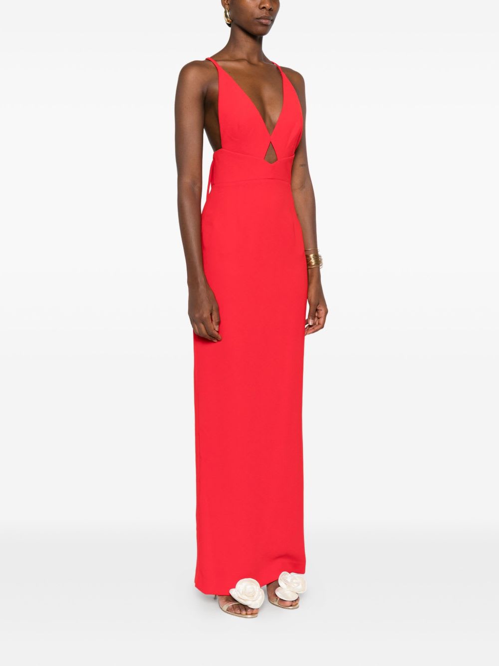 Solace London Milly Midi Dress In Red