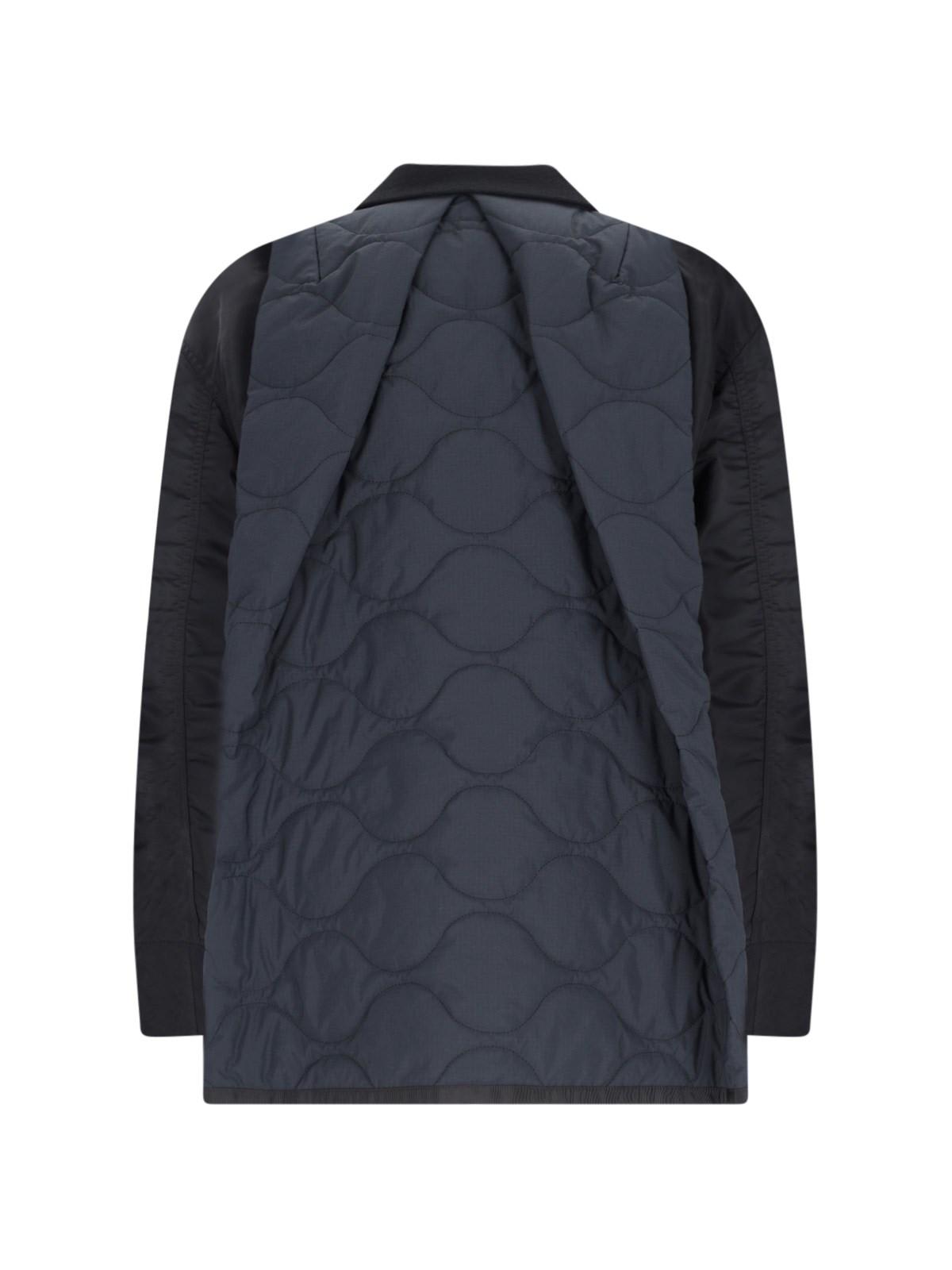 Shop Sacai Hybrid Double-breasted Blazer In Nero