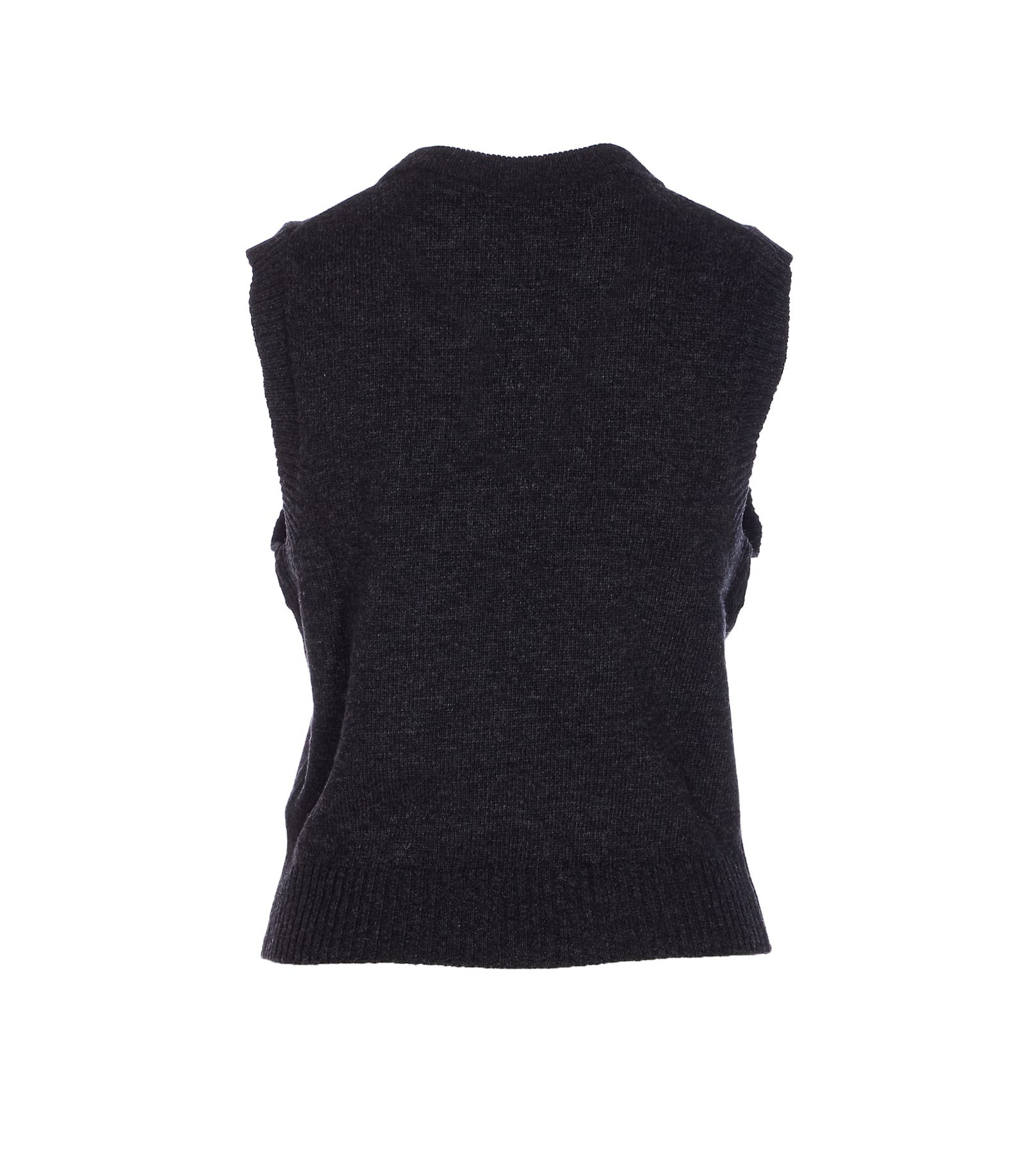 Ganni Flowers Grey Vest In Black