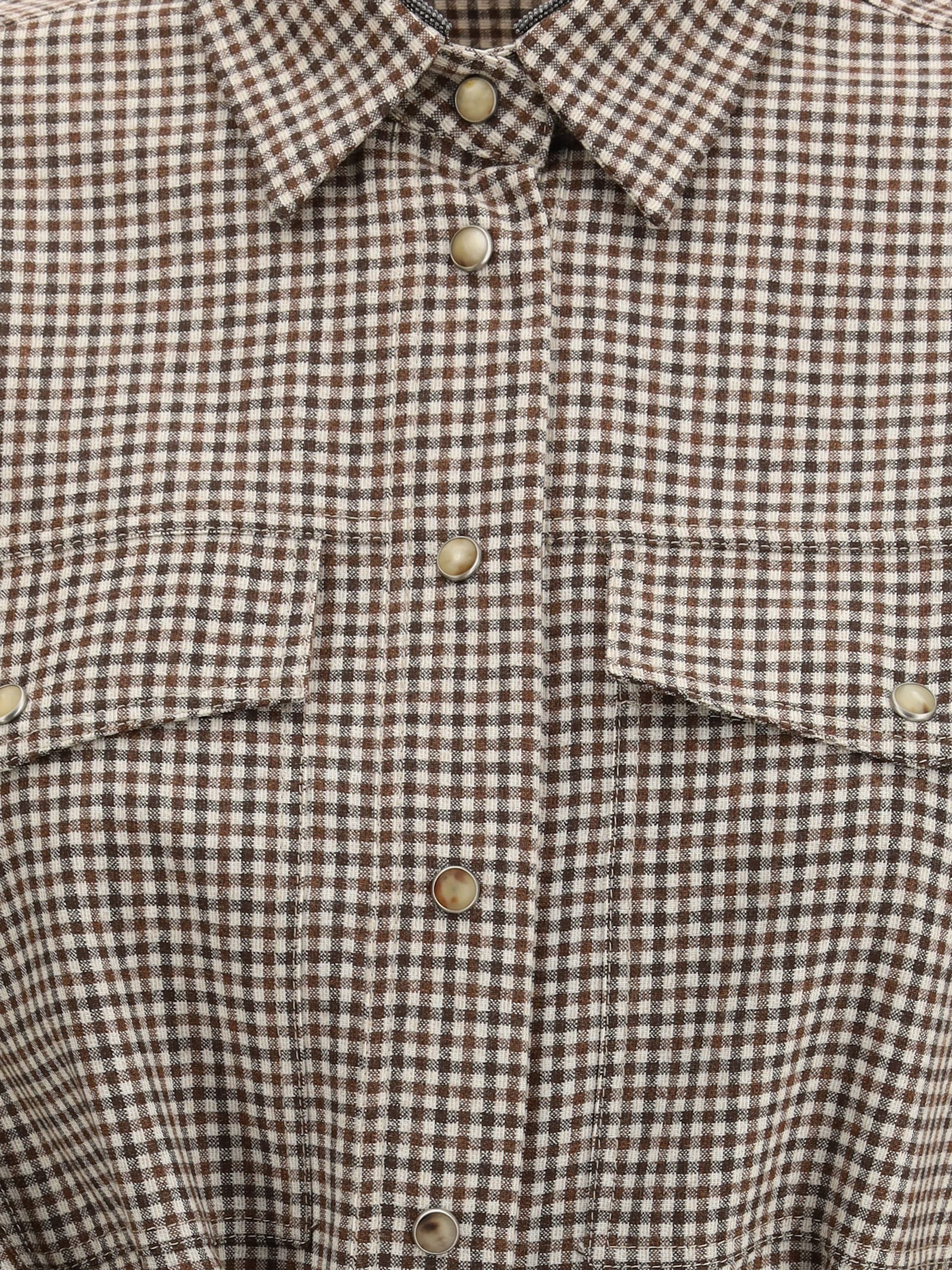 Brunello Cucinelli Checked Virgin Wool Shirt In Gray