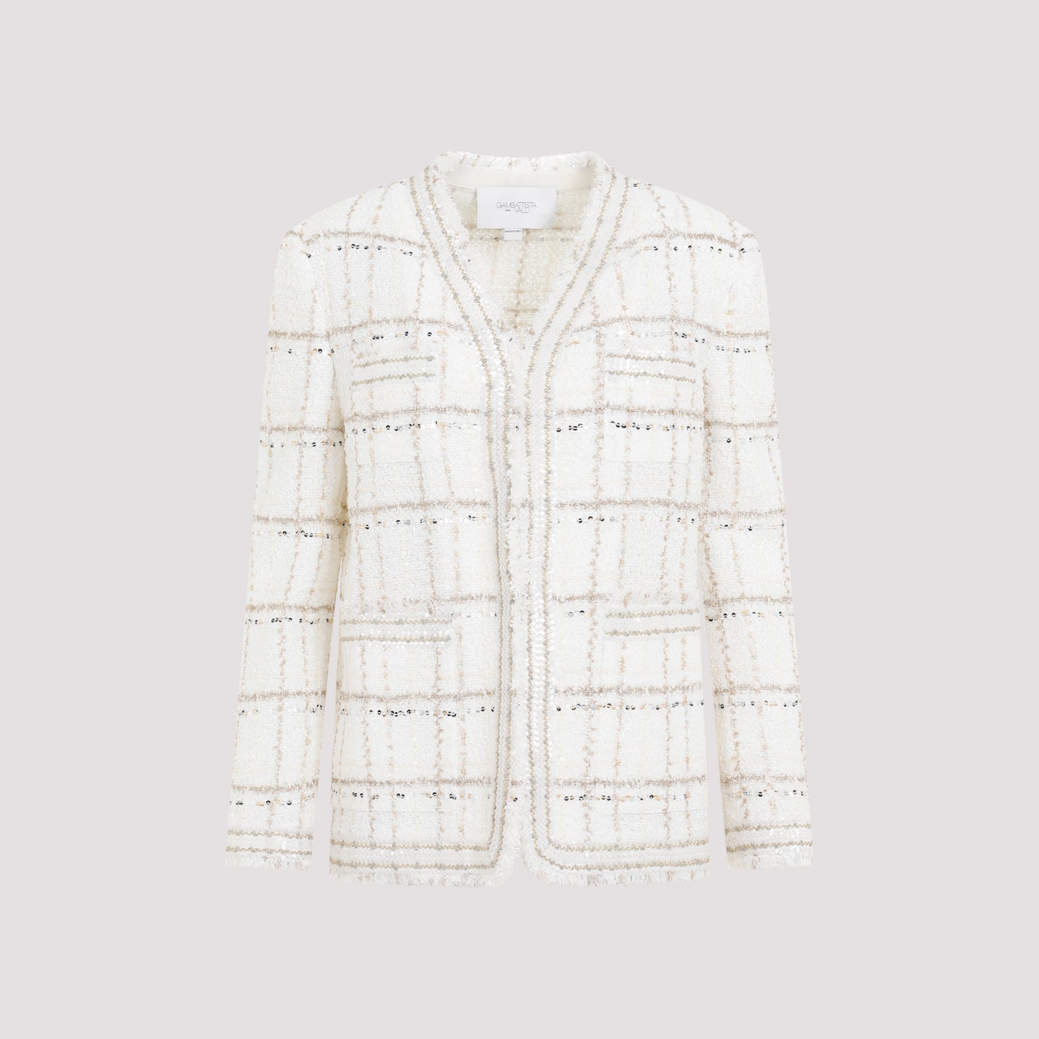 Shop Giambattista Valli Bouclé Jacket In Ivory Gold