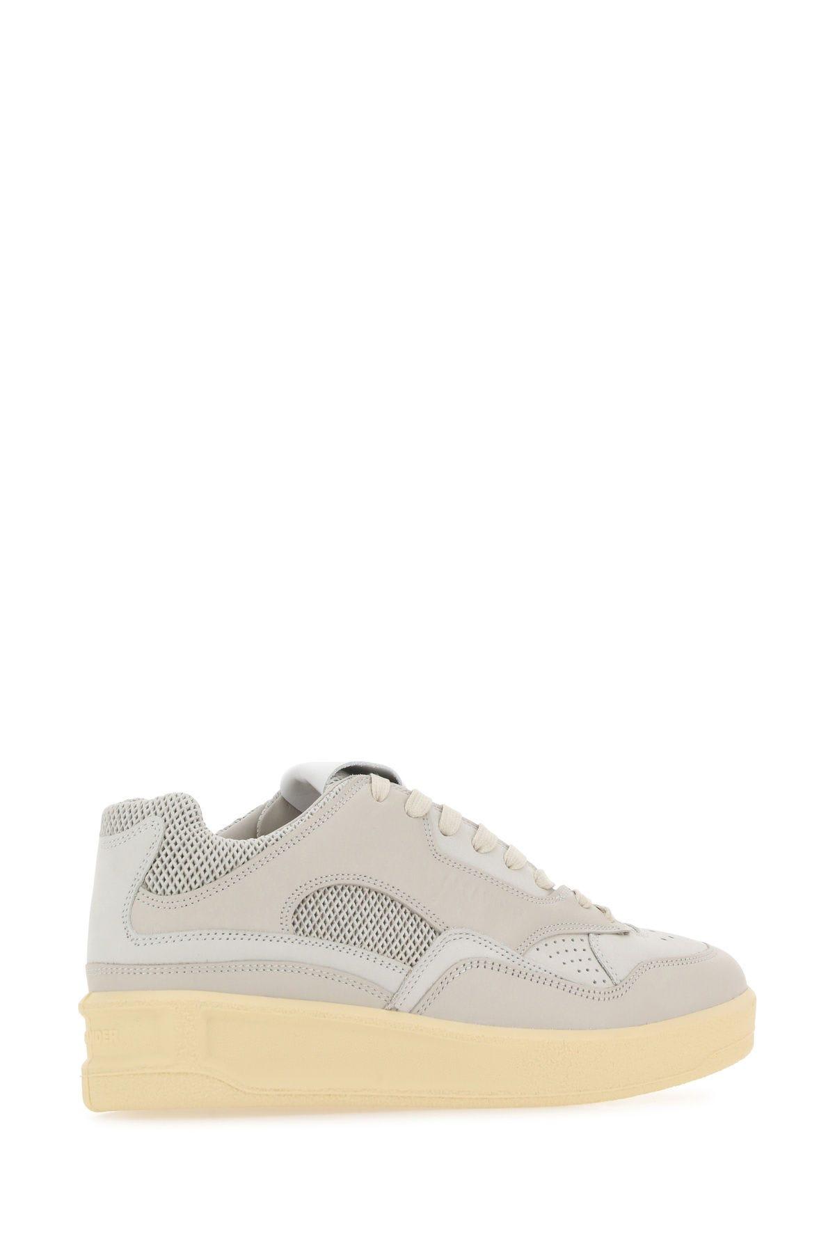 Shop Jil Sander Grey Canvas And Rubber Sneakers