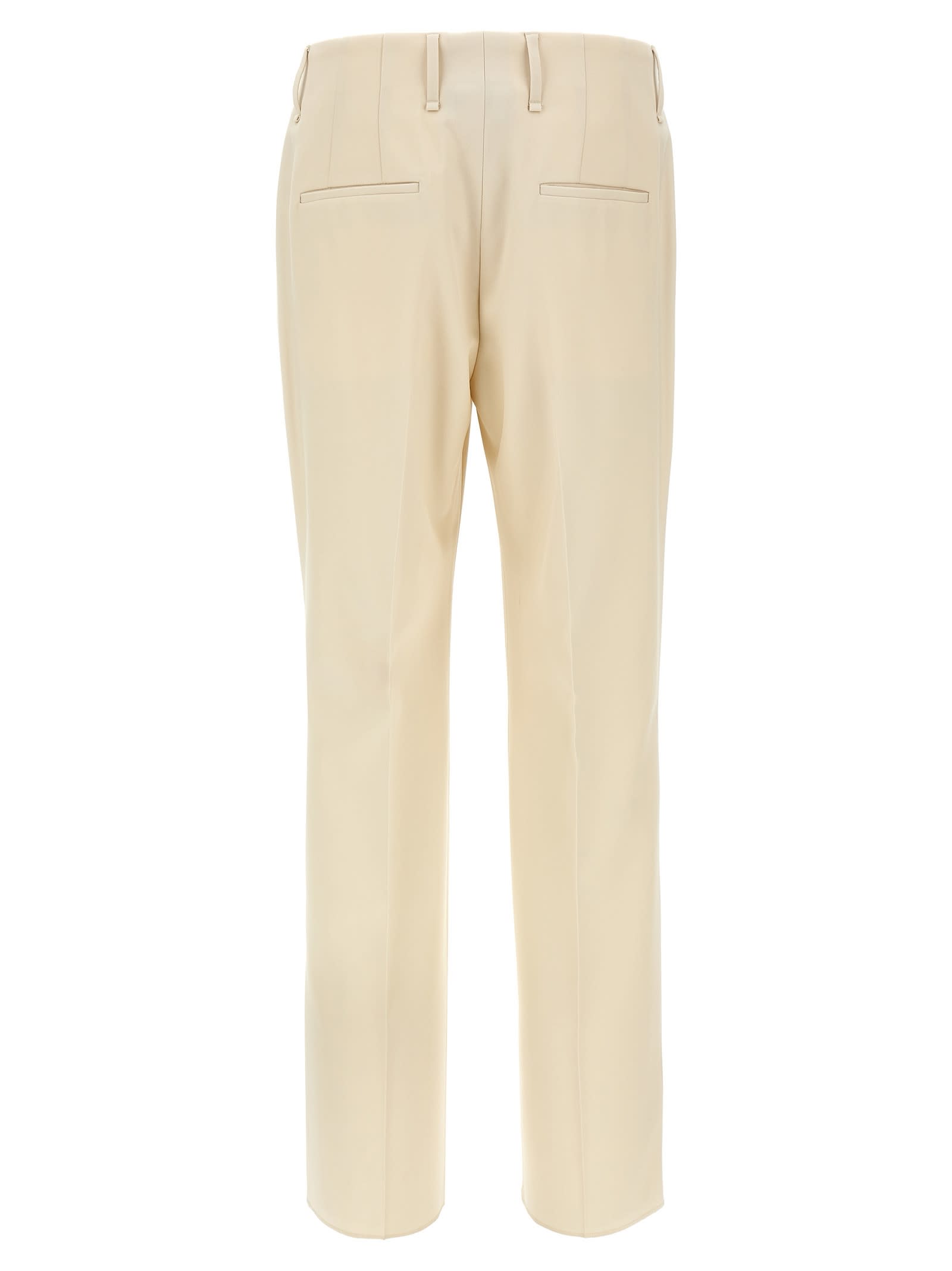 Fendi Wool Trousers With Back Pockets And Belt Loops In White