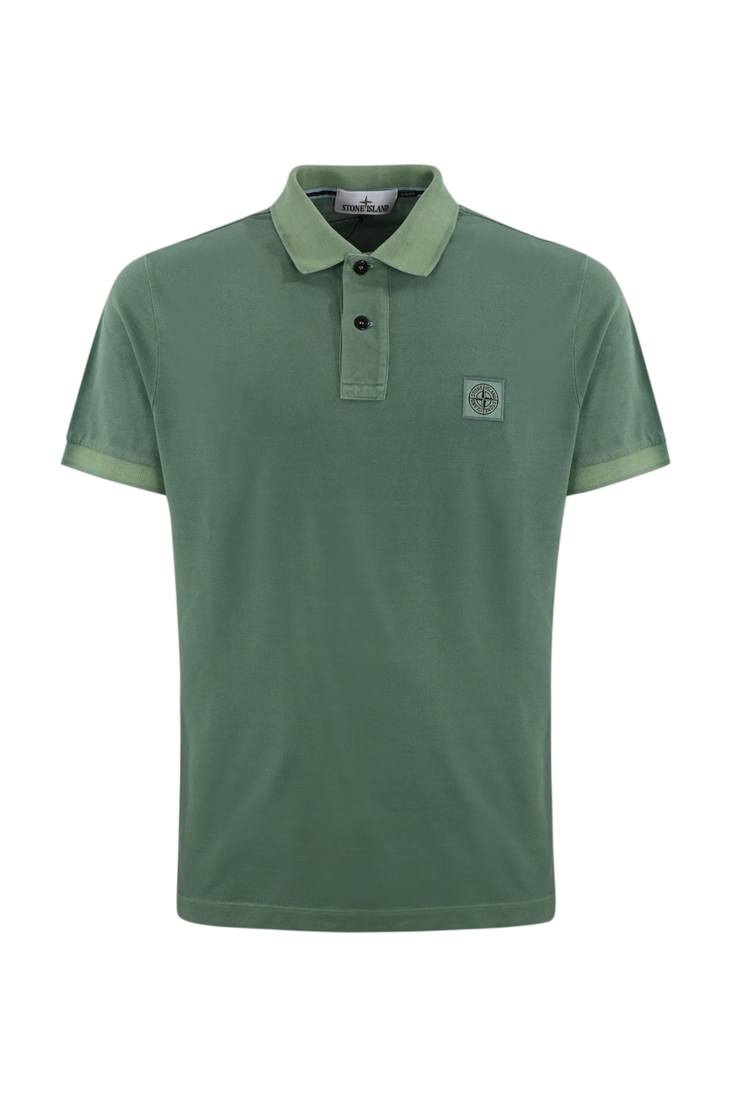 Shop Stone Island Cotton Polo Shirt With 2sc67 Logo In Verde