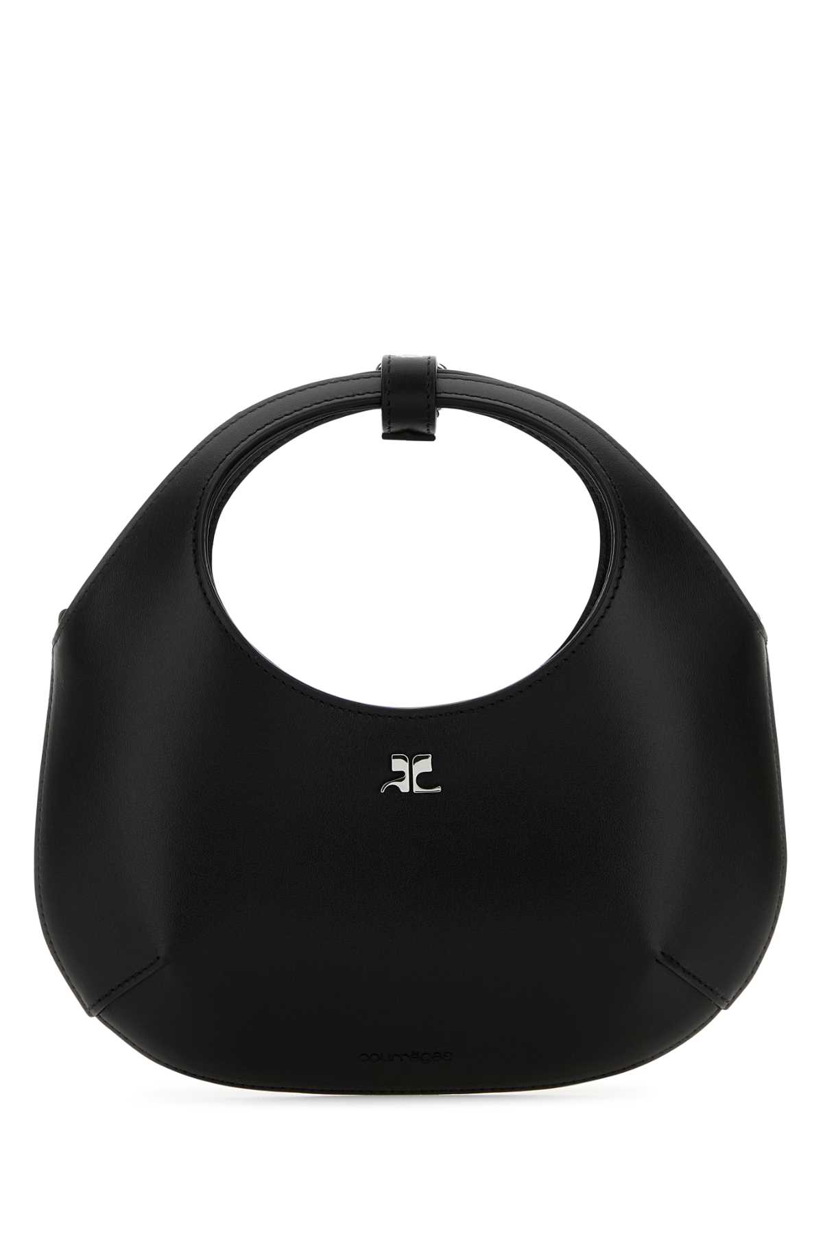 Shop Courrèges Black Leather Mini Holy Handbag