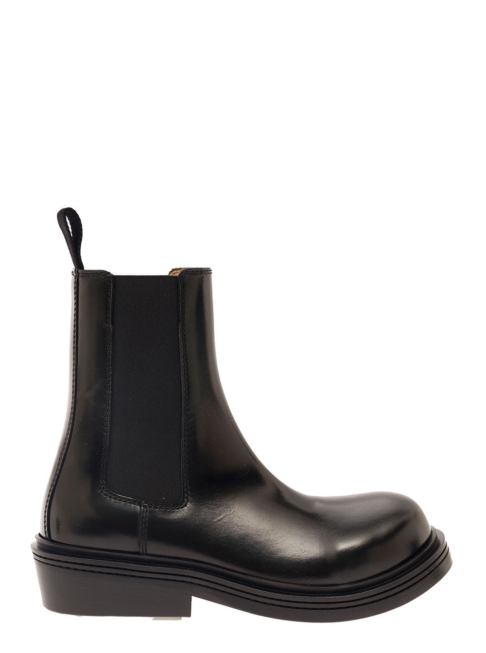 Shop Bottega Veneta Black Chelsea Ankle Boots With Elasticated Inserts In Leather Woman