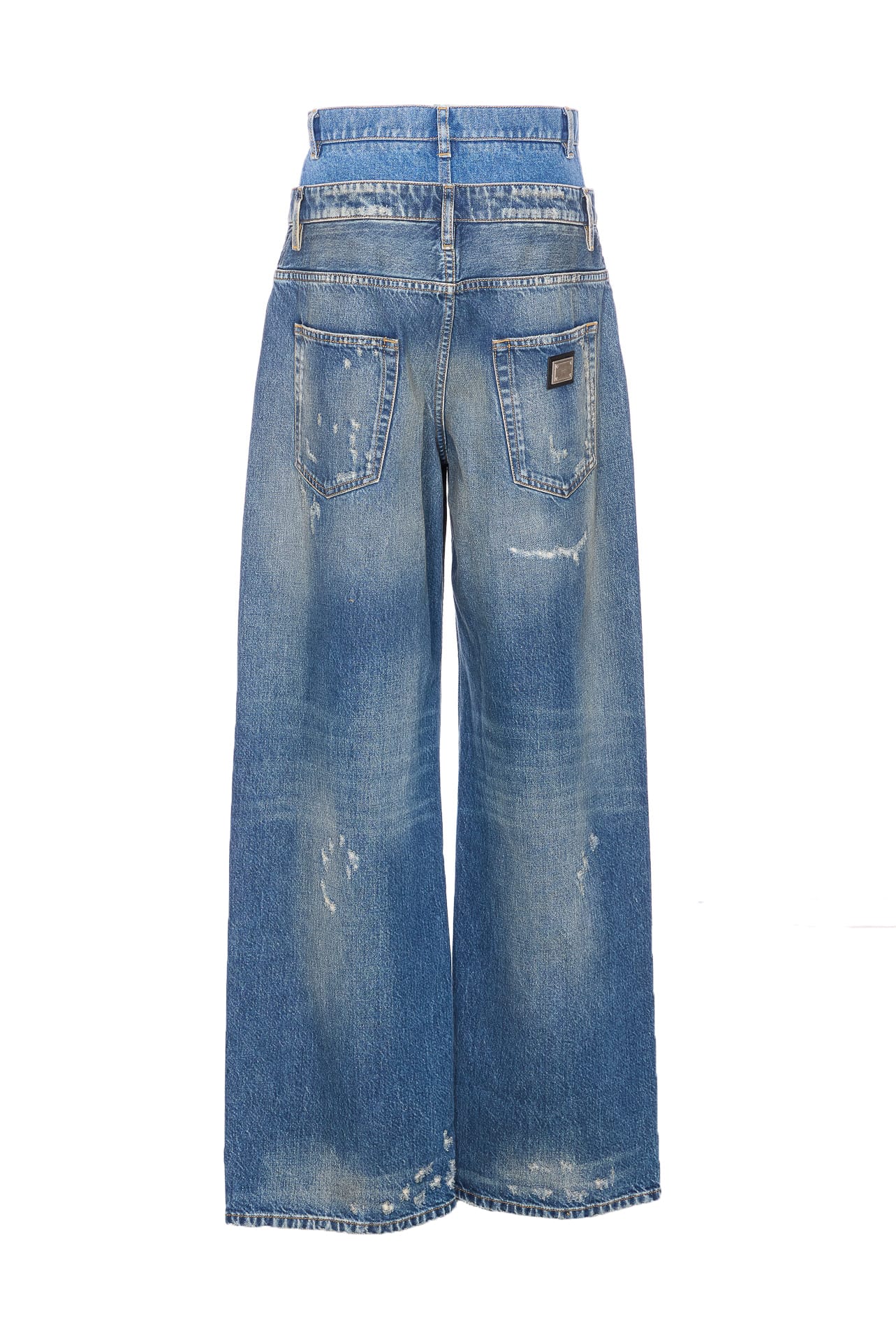 Dolce & Gabbana Wide-leg Trousers With Five Pockets And Belt Loops In Blue