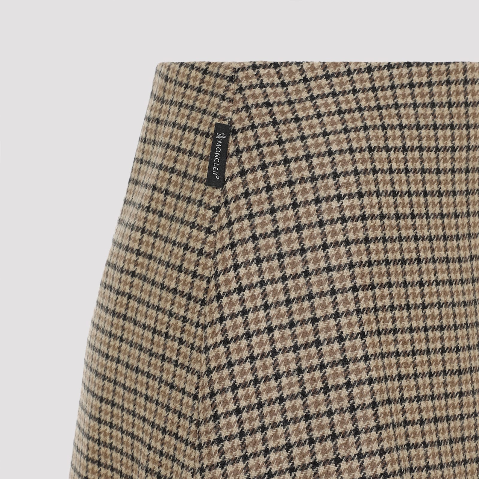 Moncler Beige & Green Wool Mini Skirt In Miscellaneous