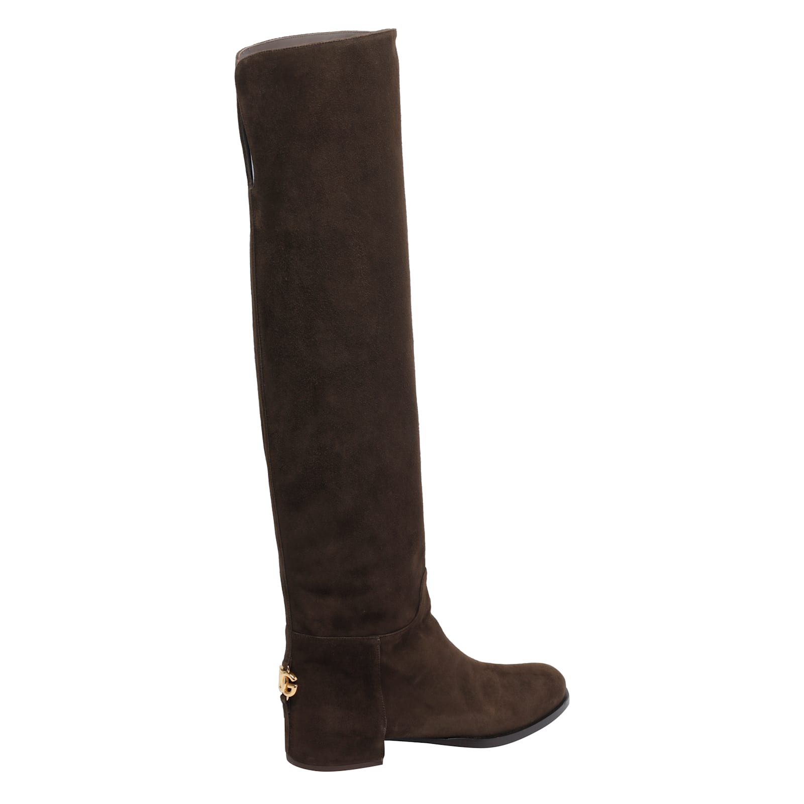 Dolce & Gabbana Stivali Al Ginocchio In Pelle Scamosciata In Brown