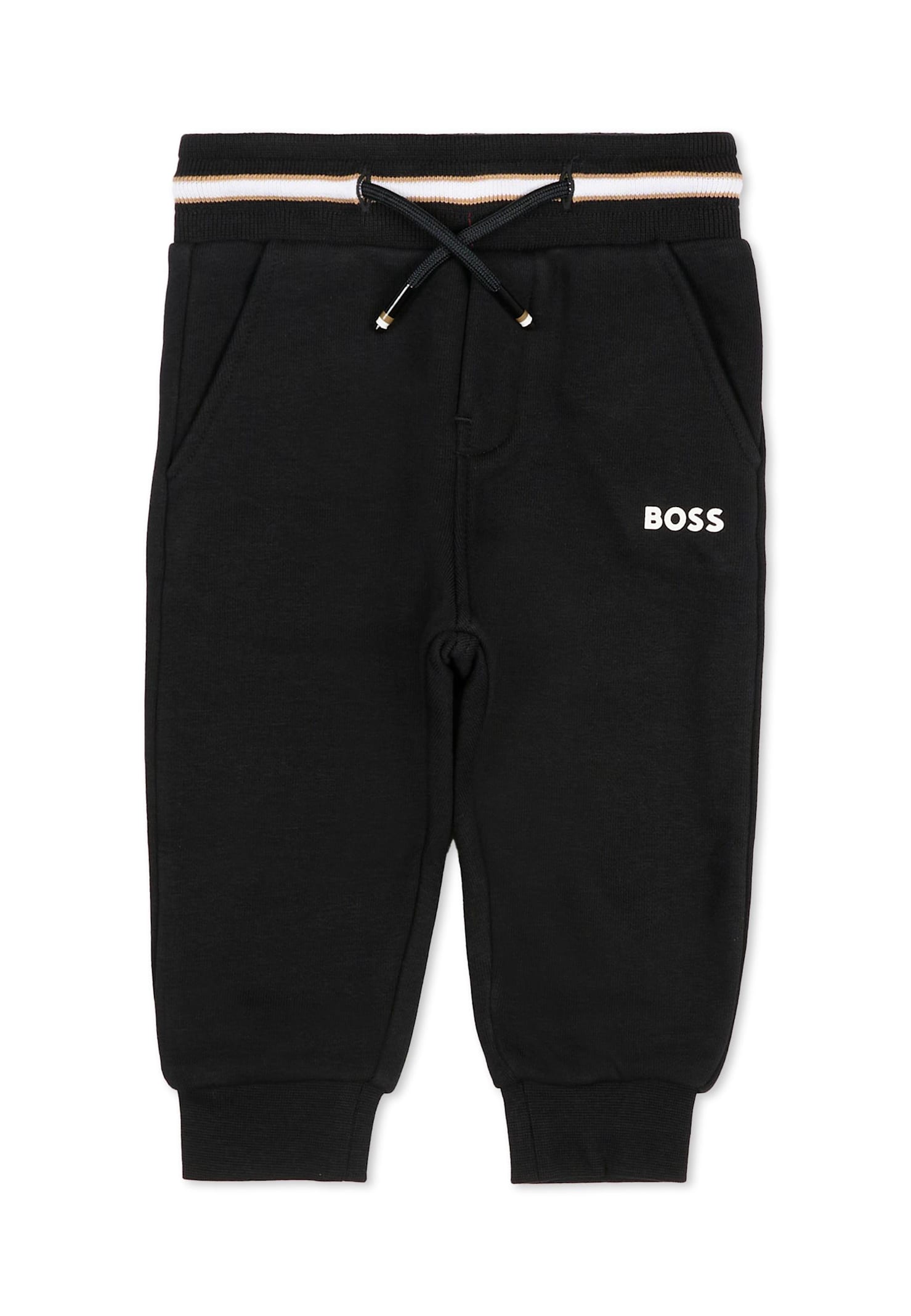 Hugo Boss Black Trousers For Baby Boy With Logo In Black