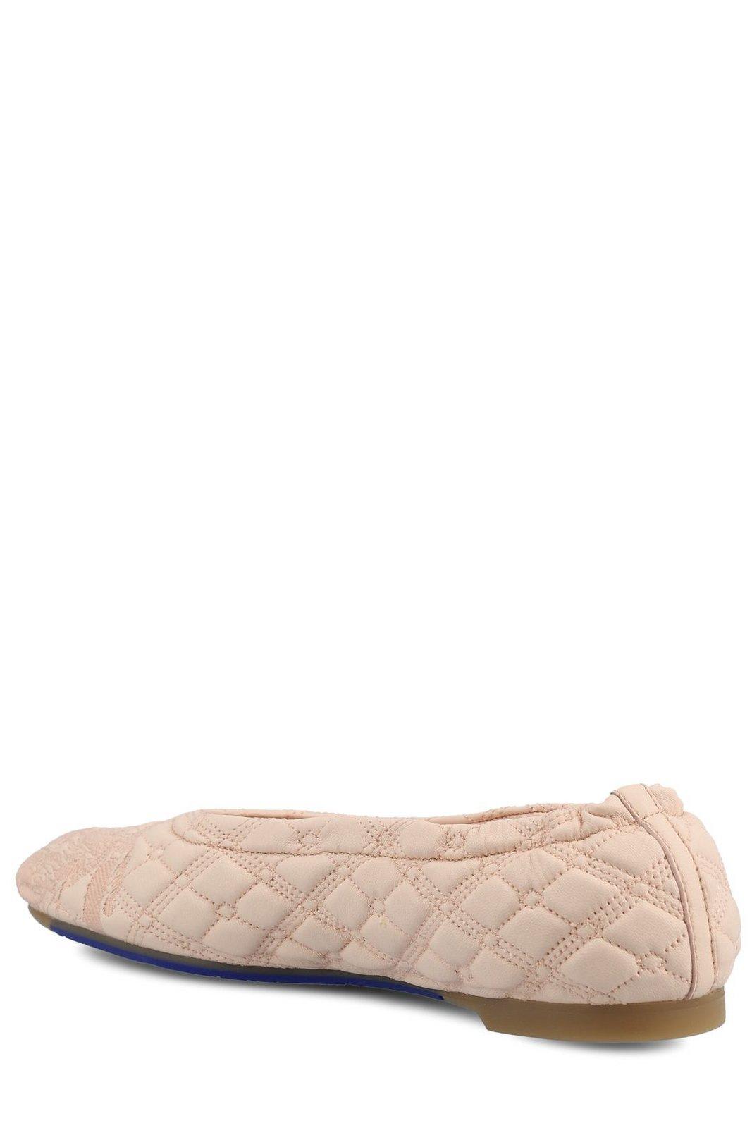 Shop Burberry Sadler Quilted Ballerina Shoes In Pink