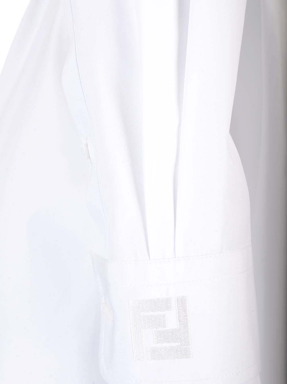 Shop Fendi White Cotton Polystyrene Midi Dress In Barley