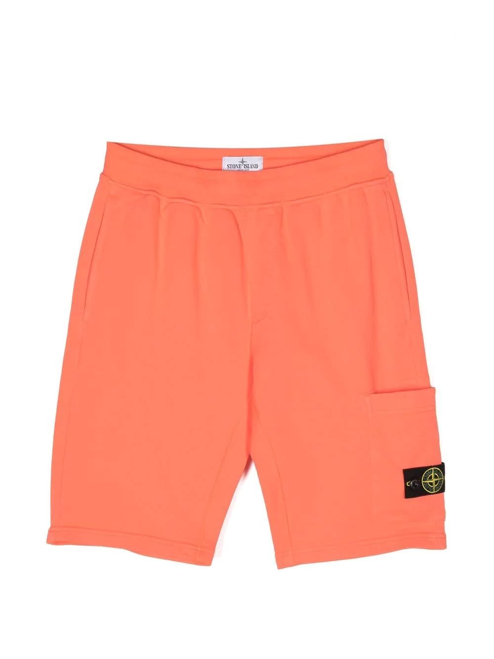 STONE ISLAND JUNIOR CORAL SPORTS SHORTS WITH LOGO