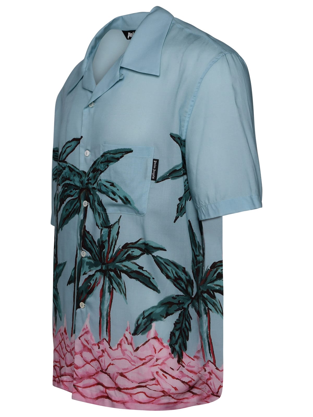 Shop Palm Angels Multicolor Viscose Shirt In Light Blue
