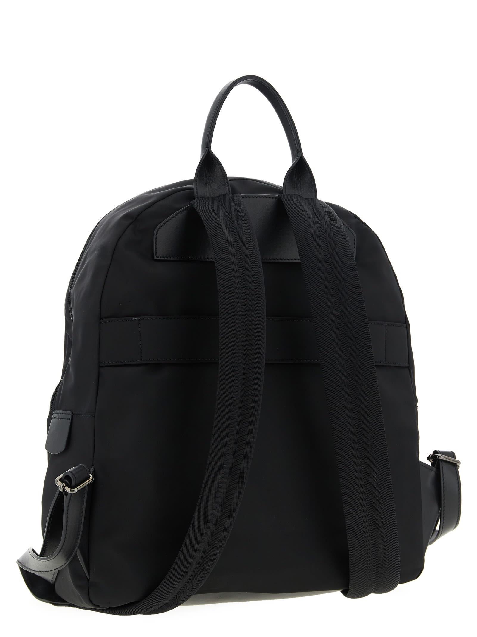 Kiton Nylon Backpack Top Handle Adjustable Straps In Black