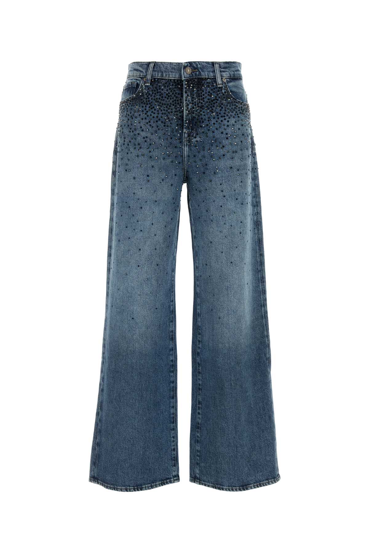 Stretch Denim Low Slung Wide-leg Jeans