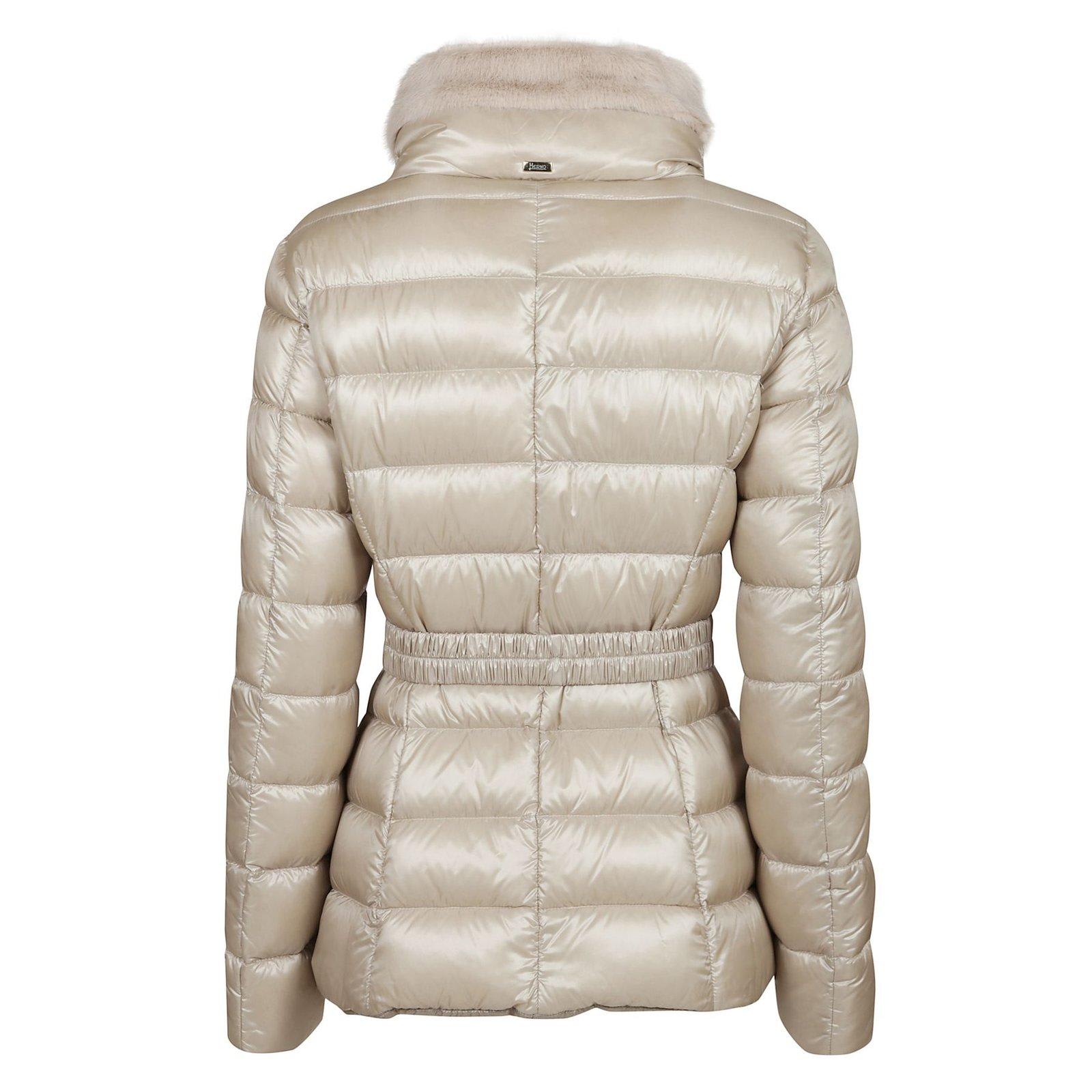Herno High Neck Belted Puffer Jacket In Chantilly