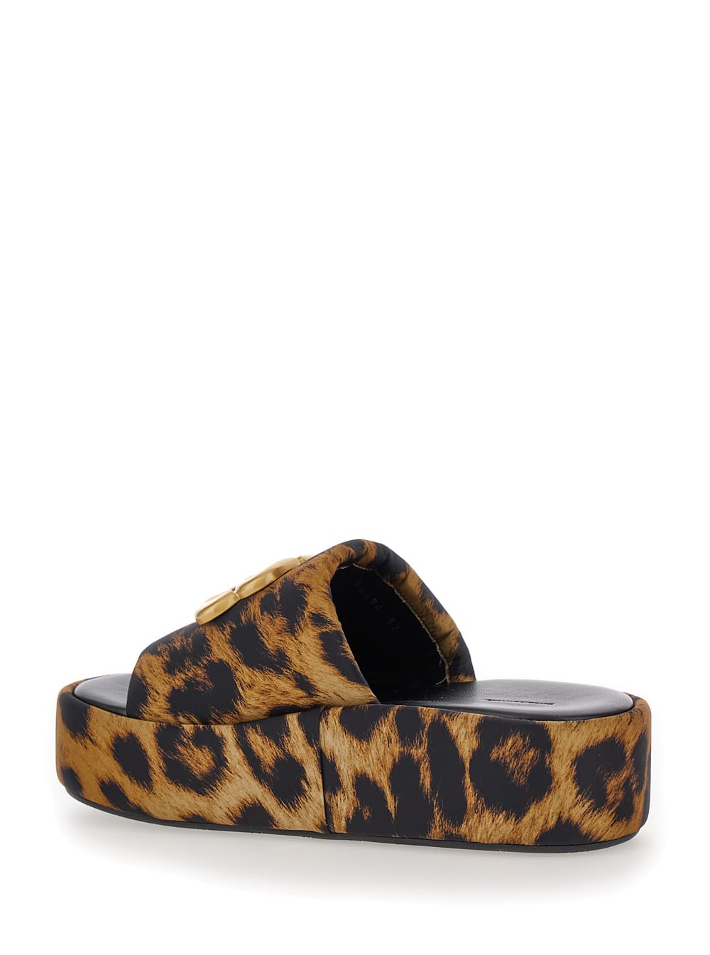 Shop Balenciaga Rise Brown Slide Sandals With Monaco Bb Logo In Leo Printed Leather Woman