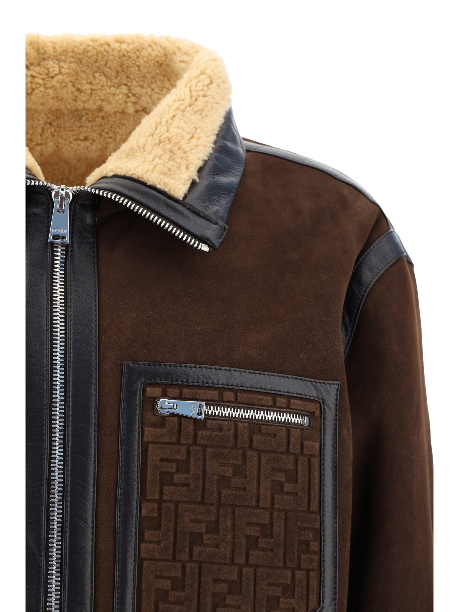 Fendi Shearling Jacket In Brown