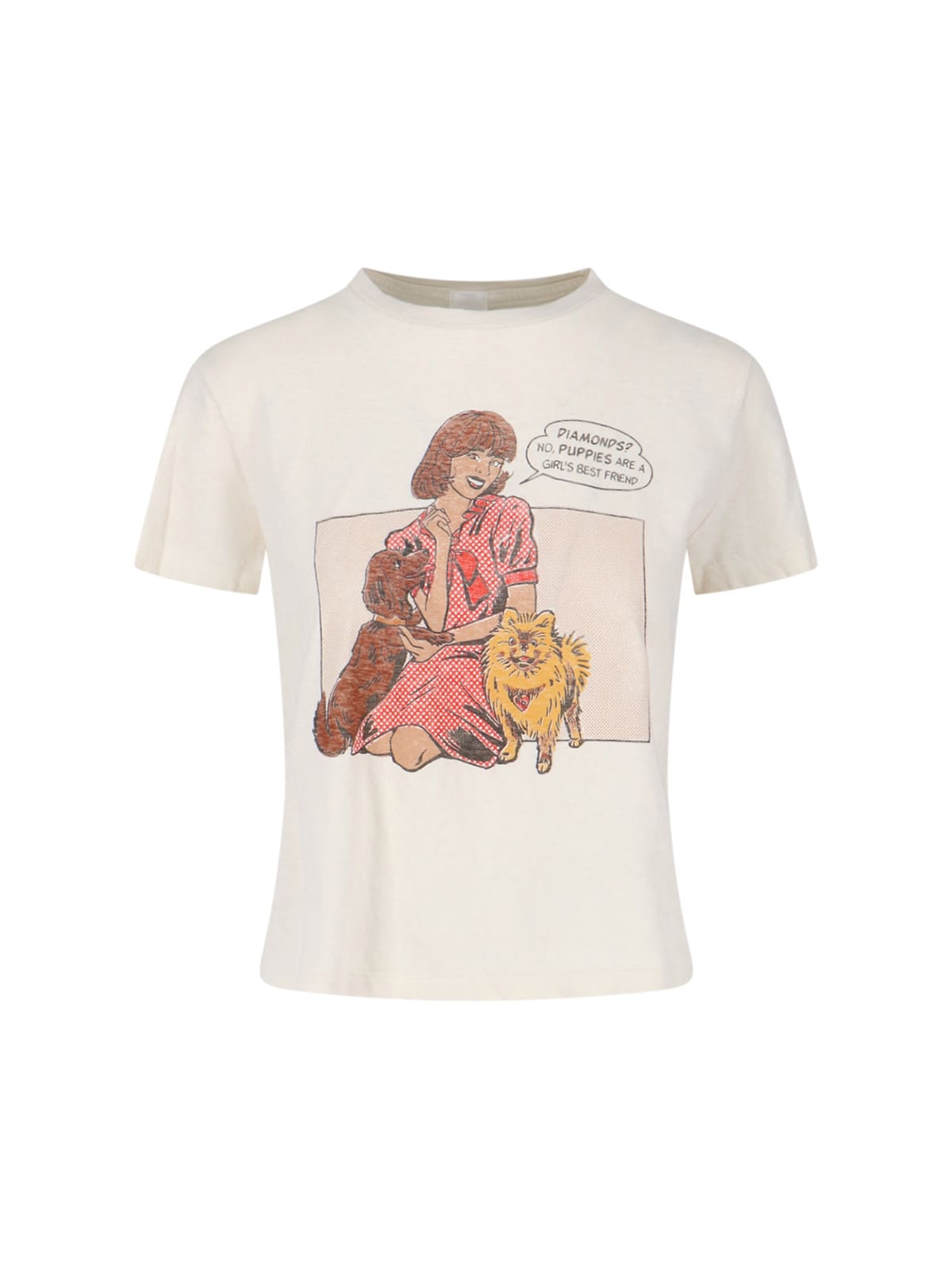 Re/done Graphic Print Crew Neck Short Sleeve Top In Neutral