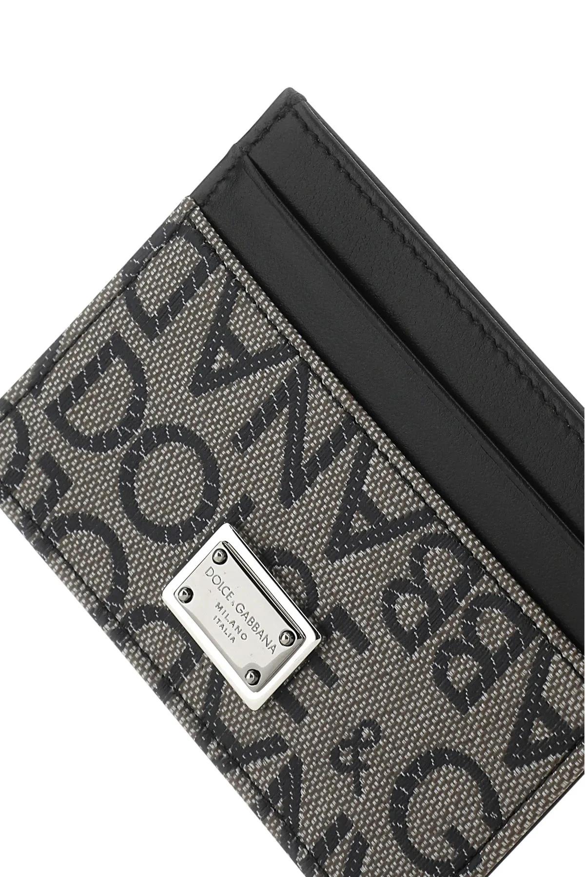 Shop Dolce & Gabbana Multicolor Leather And Fabric Card Holder