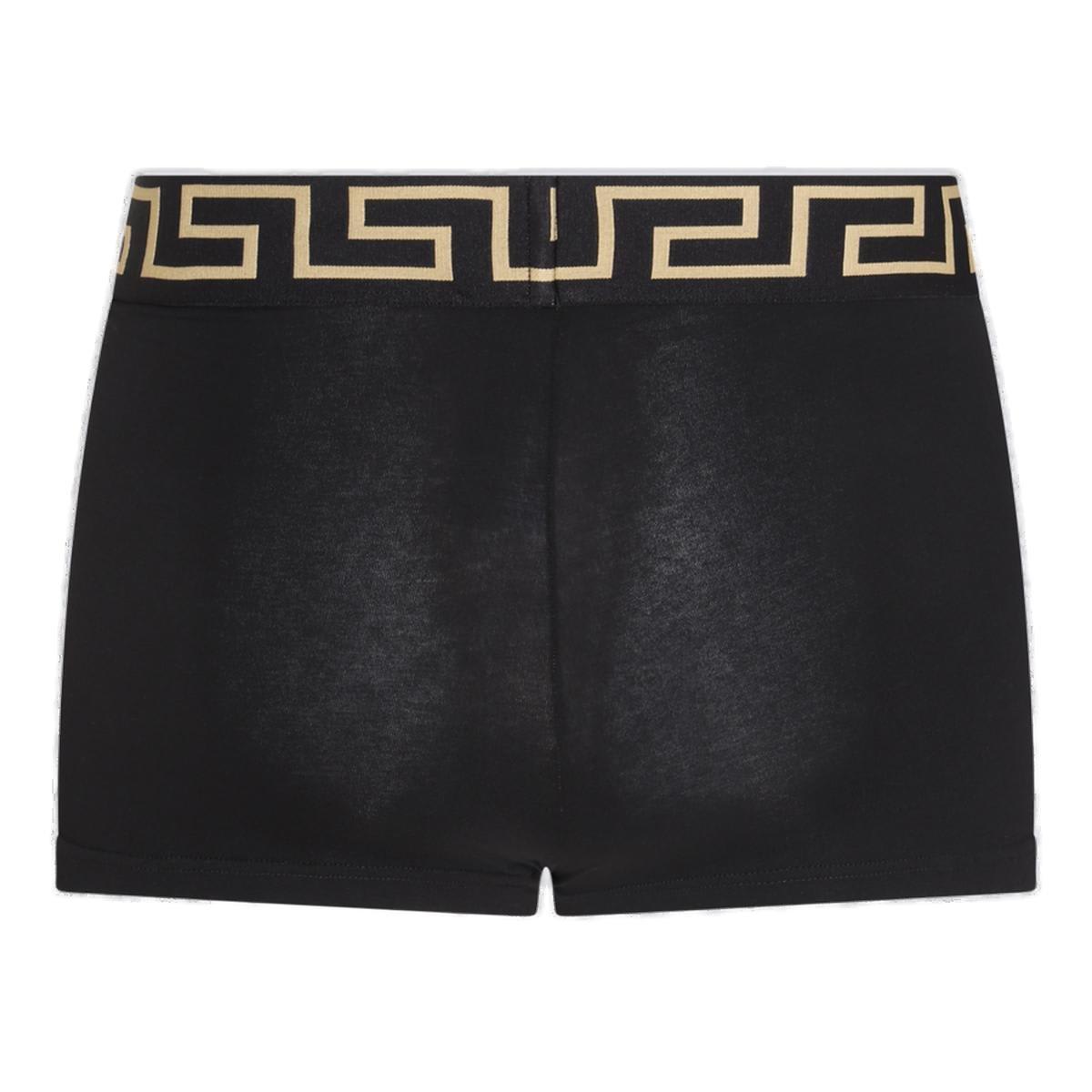 Shop Versace Greca Border Stretched Boxers In Black