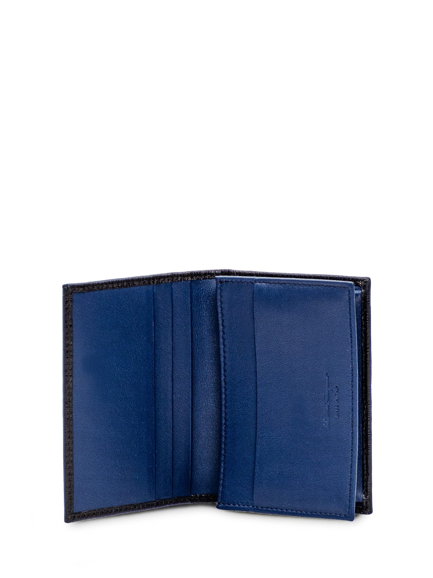 Shop Ferragamo Gancini Card Holder In Nero/blu