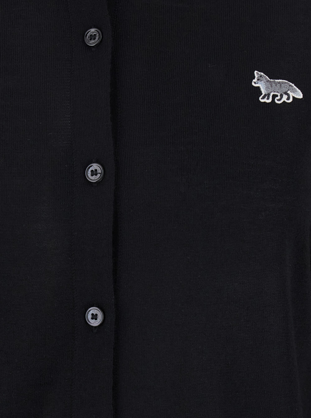 Maison Kitsuné Black Cardigan With Baby Fox Logo Patch Applied On The Front In Wool Woman In Black