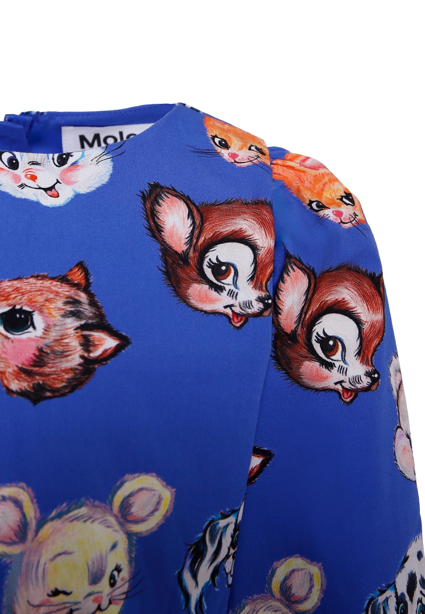 Molo Blue Dress For Girl With Animal In Blue