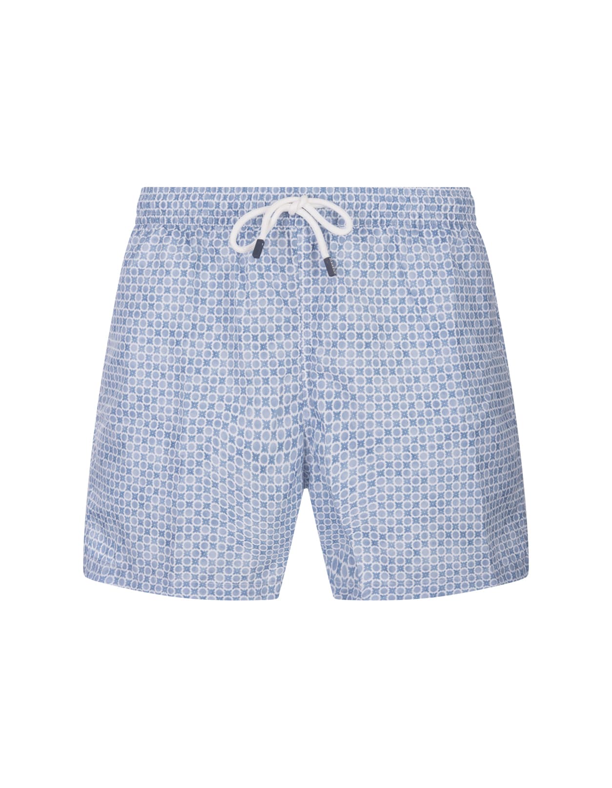 Swim Shorts With Micro Pattern Of Polka Dots And Flowers