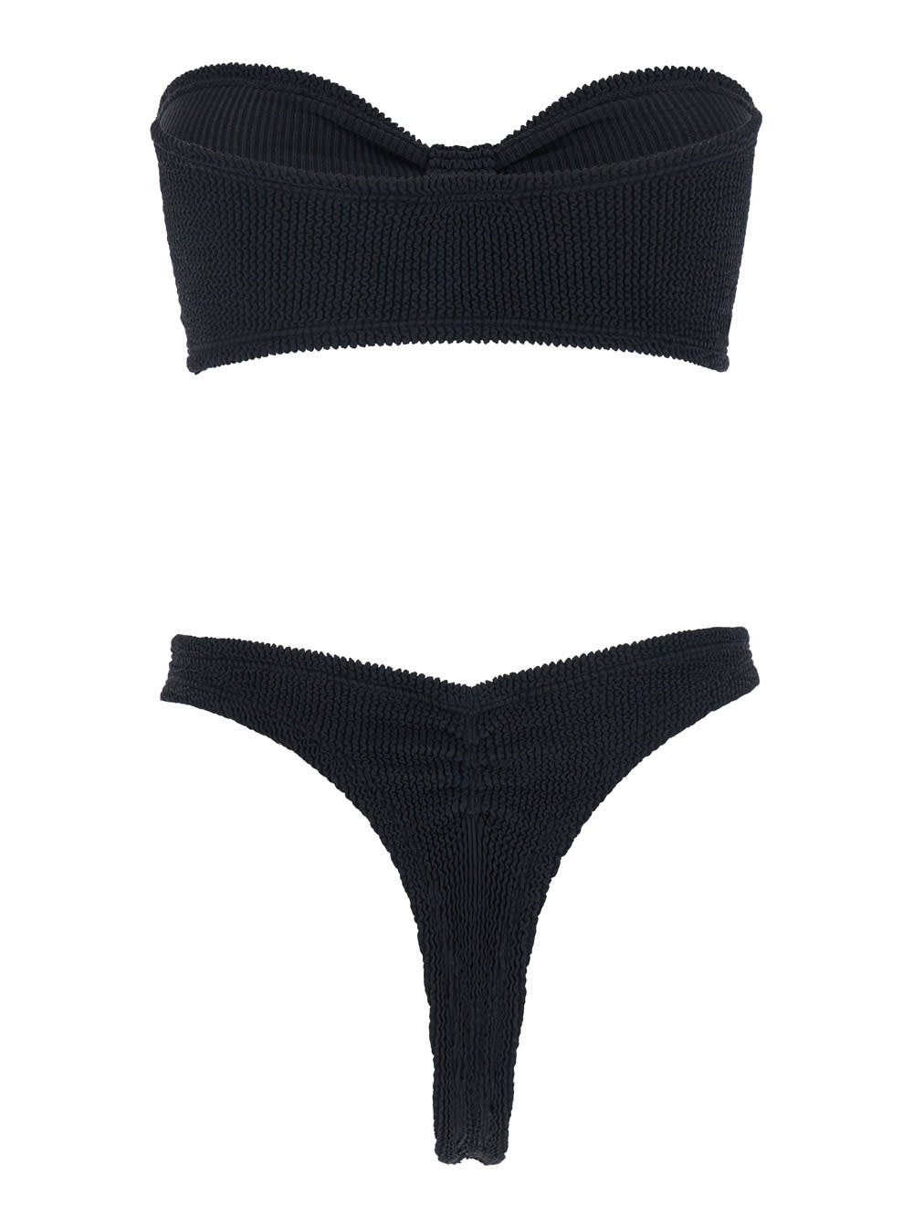 Hunza G Tina Black Sleeveless Bikini With Rear Ruched Details In Tech Fabric Woman In Black