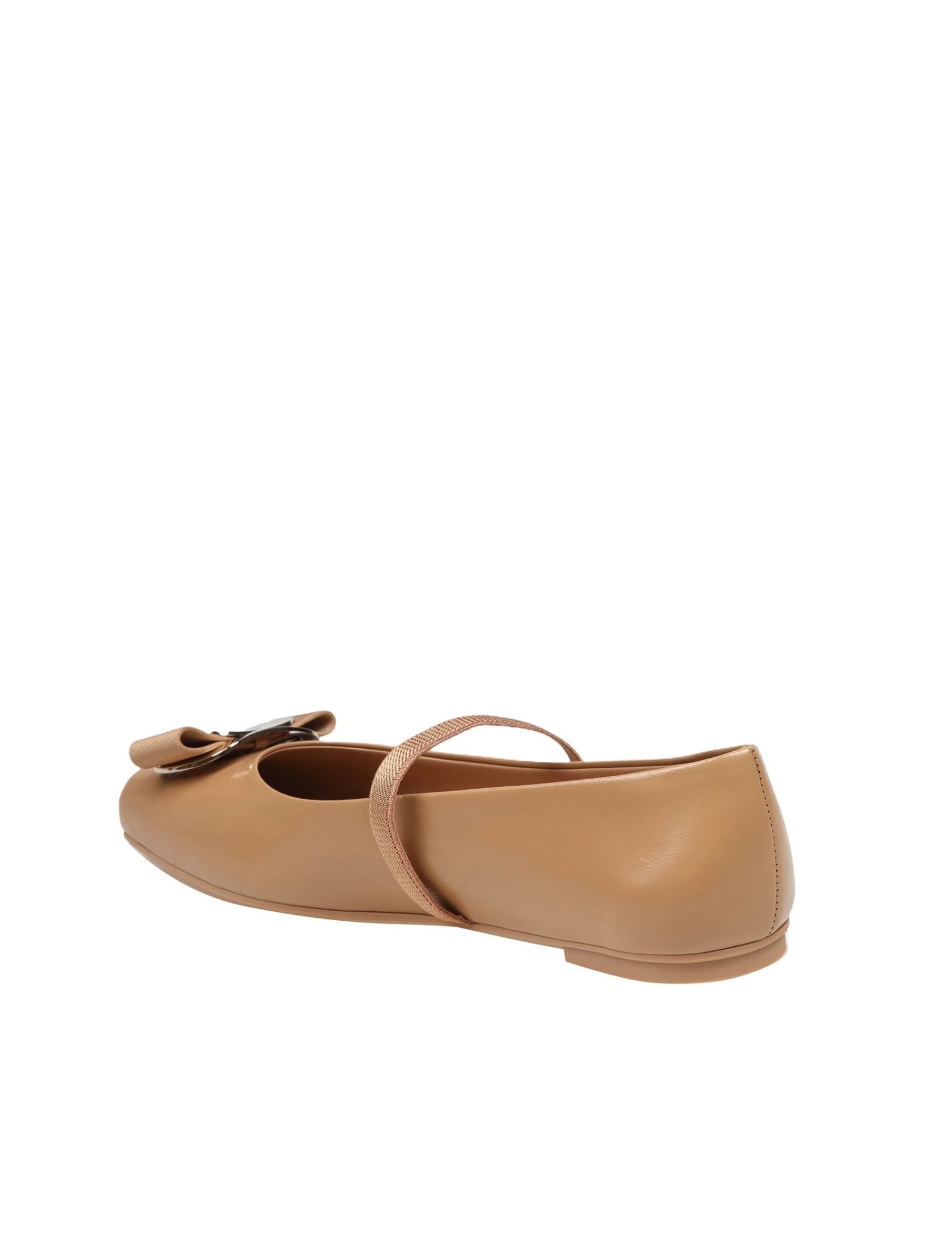 Shop Ferragamo Zina Ballerina In Camel Color Leather