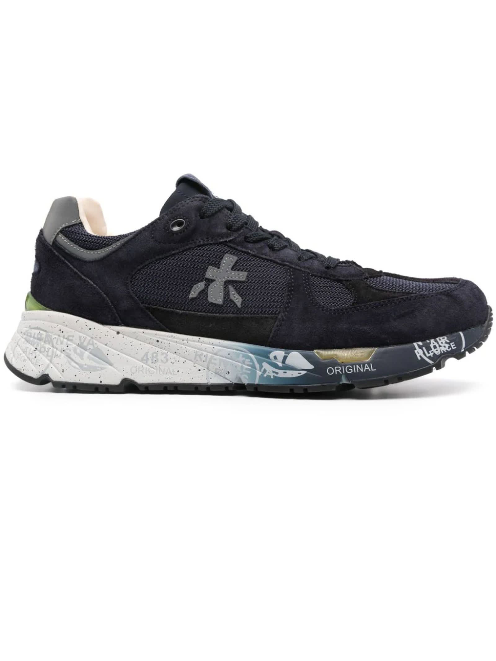 Shop Premiata Blue Suede Mase Sneakers