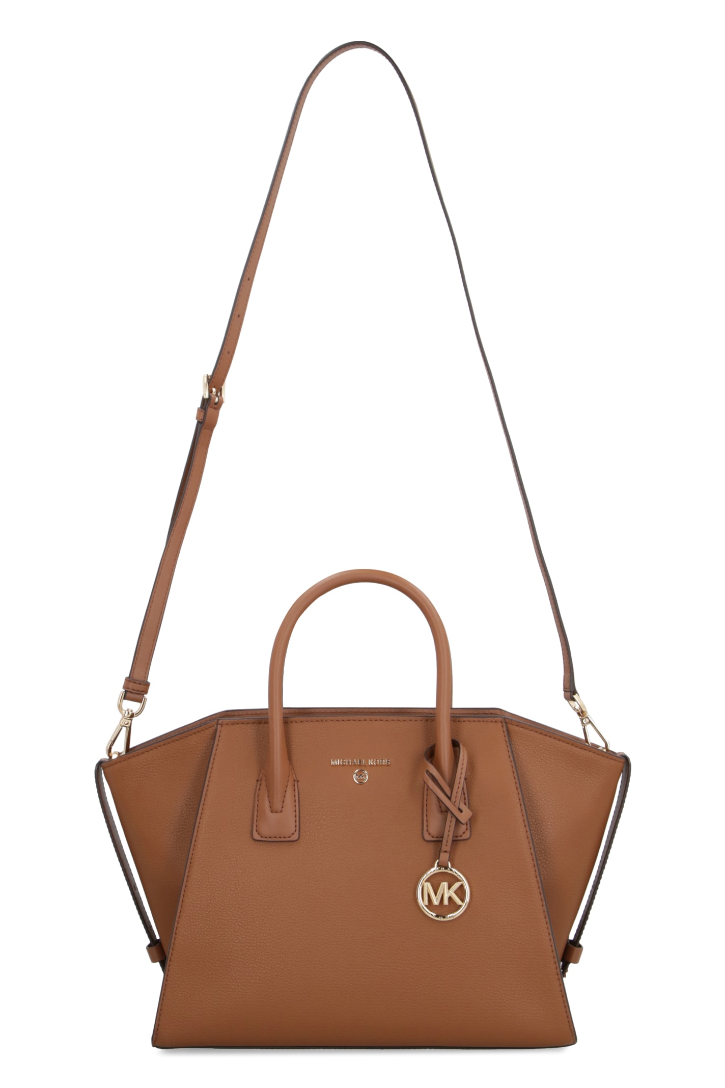Shop Michael Michael Kors Avril Leather Handbag In Brown