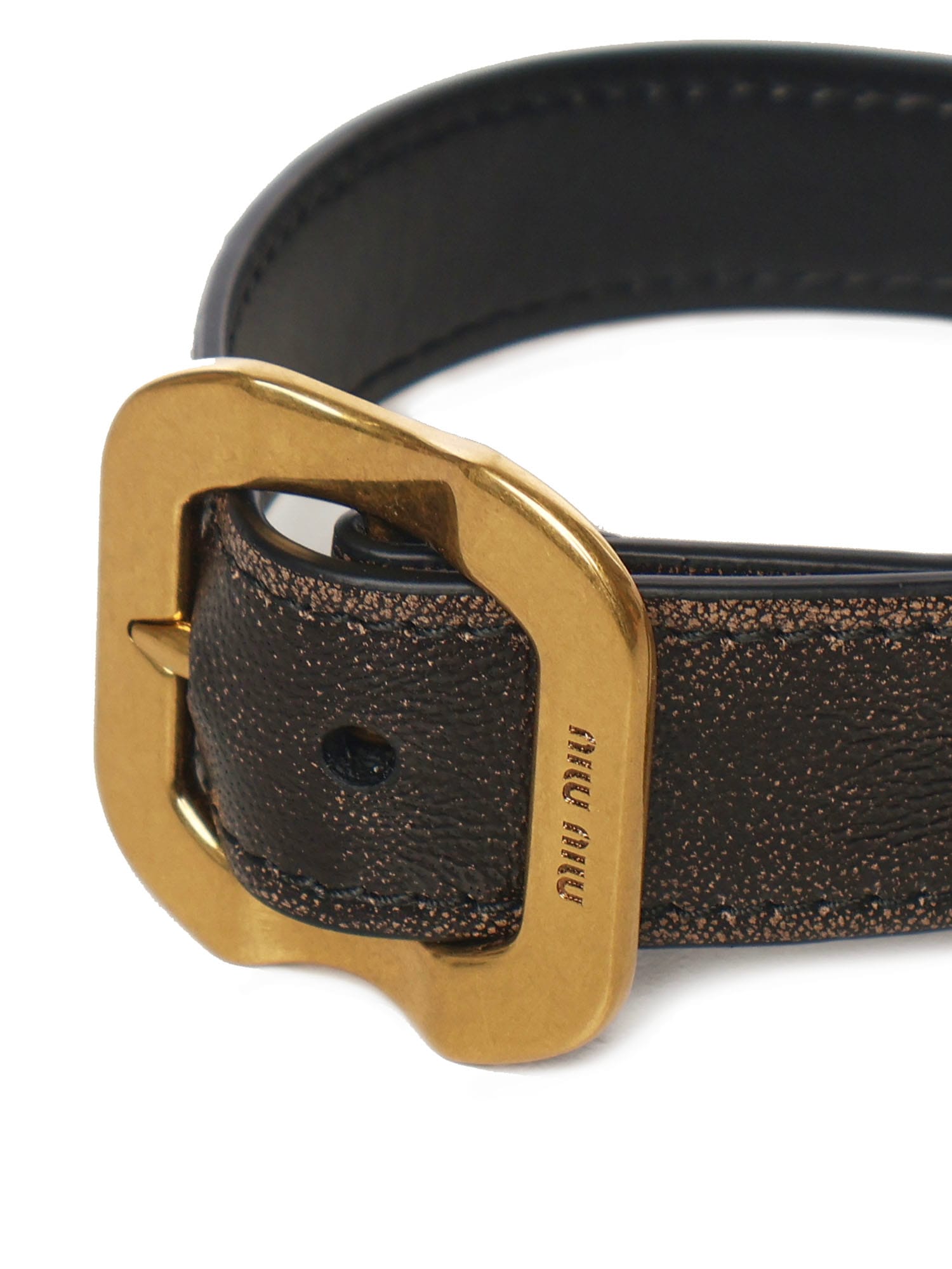 Miu Miu Leather Bracelet With Buckle In Black