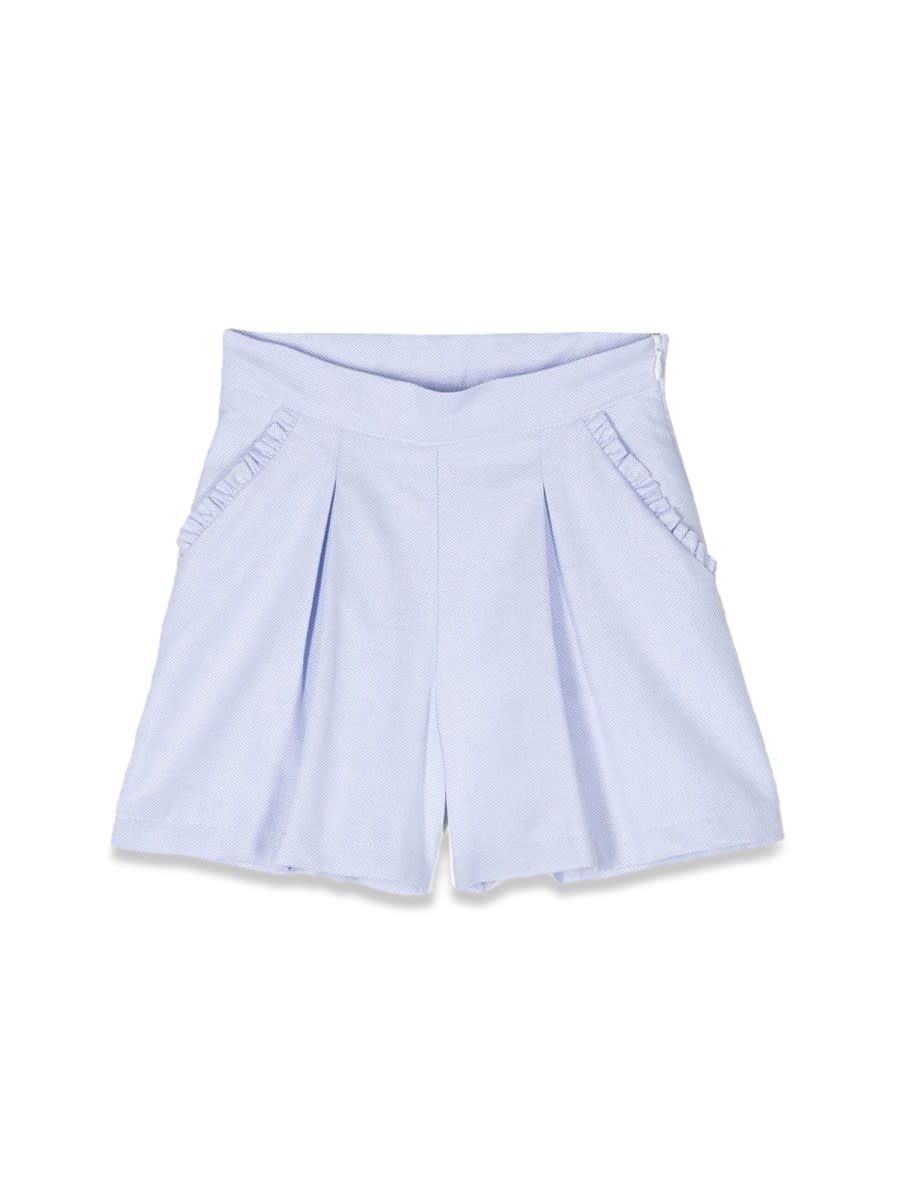 Simonetta Ruffle-trim Pleated Shorts In Baby Blue