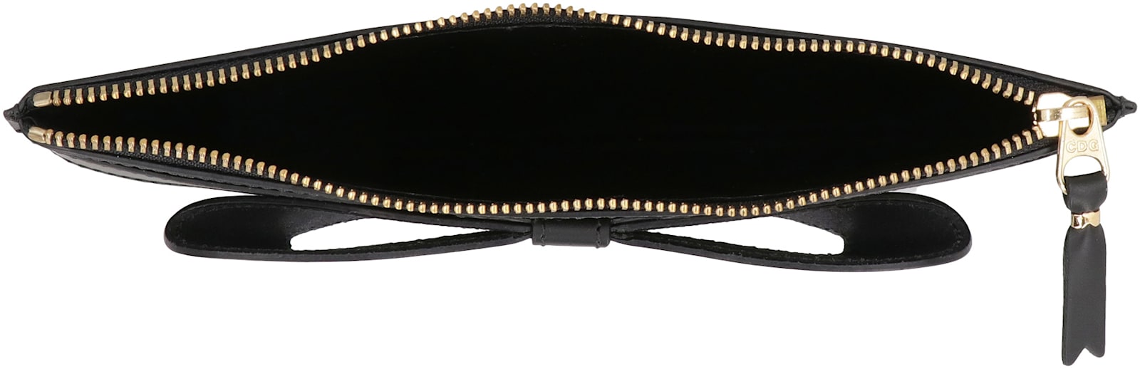 Comme Des Garçons Logo Detail Flat Leather Pouch In Black
