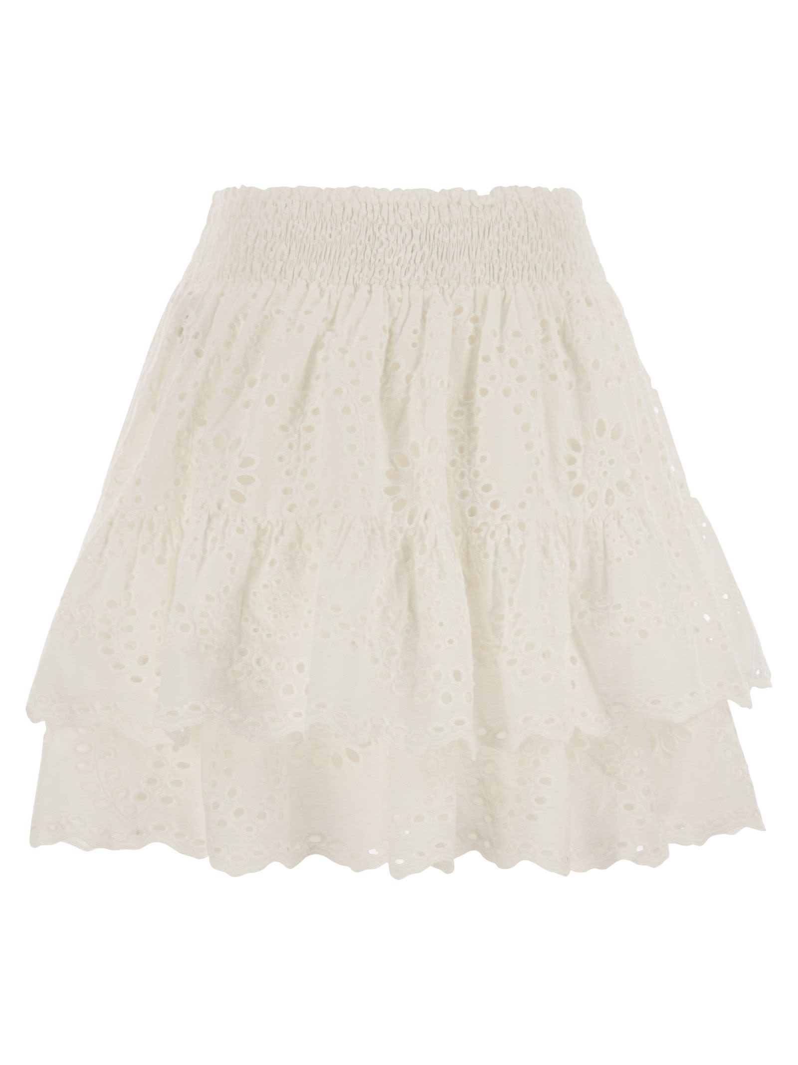 Mc2 Saint Barth Eivissa Miniskirt With Ruffles In White