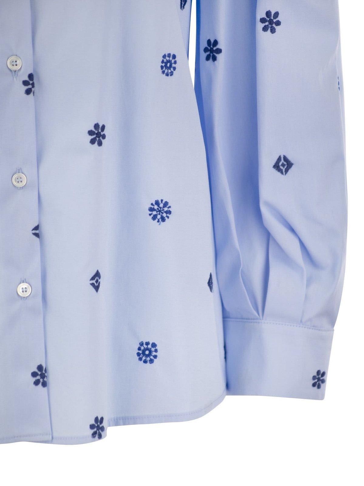 Shop Weekend Max Mara All-over Patterned Long-sleeved Shirt In Light Blue