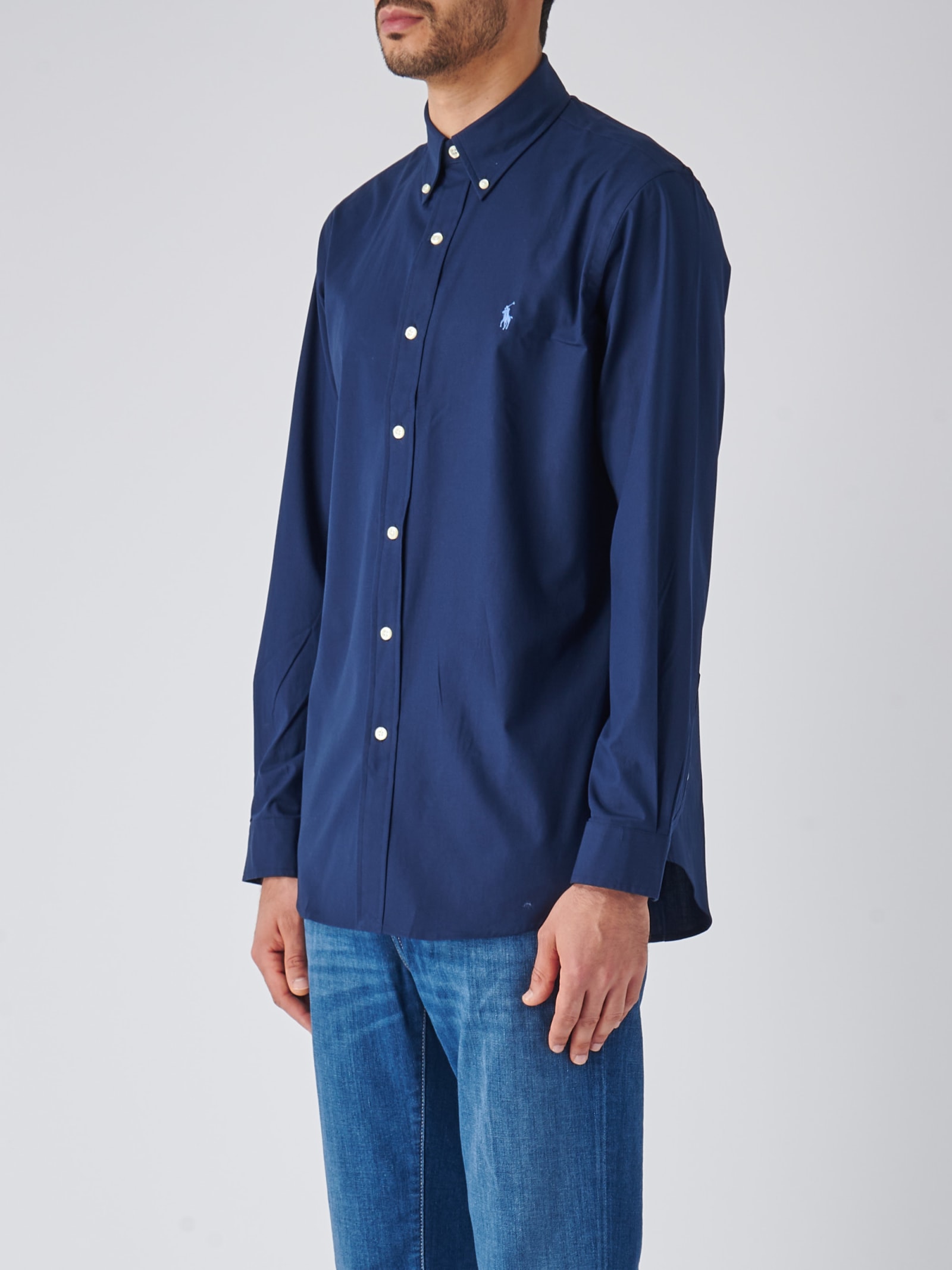 Shop Polo Ralph Lauren Long Sleeve Sport Shirt Shirt In Blu