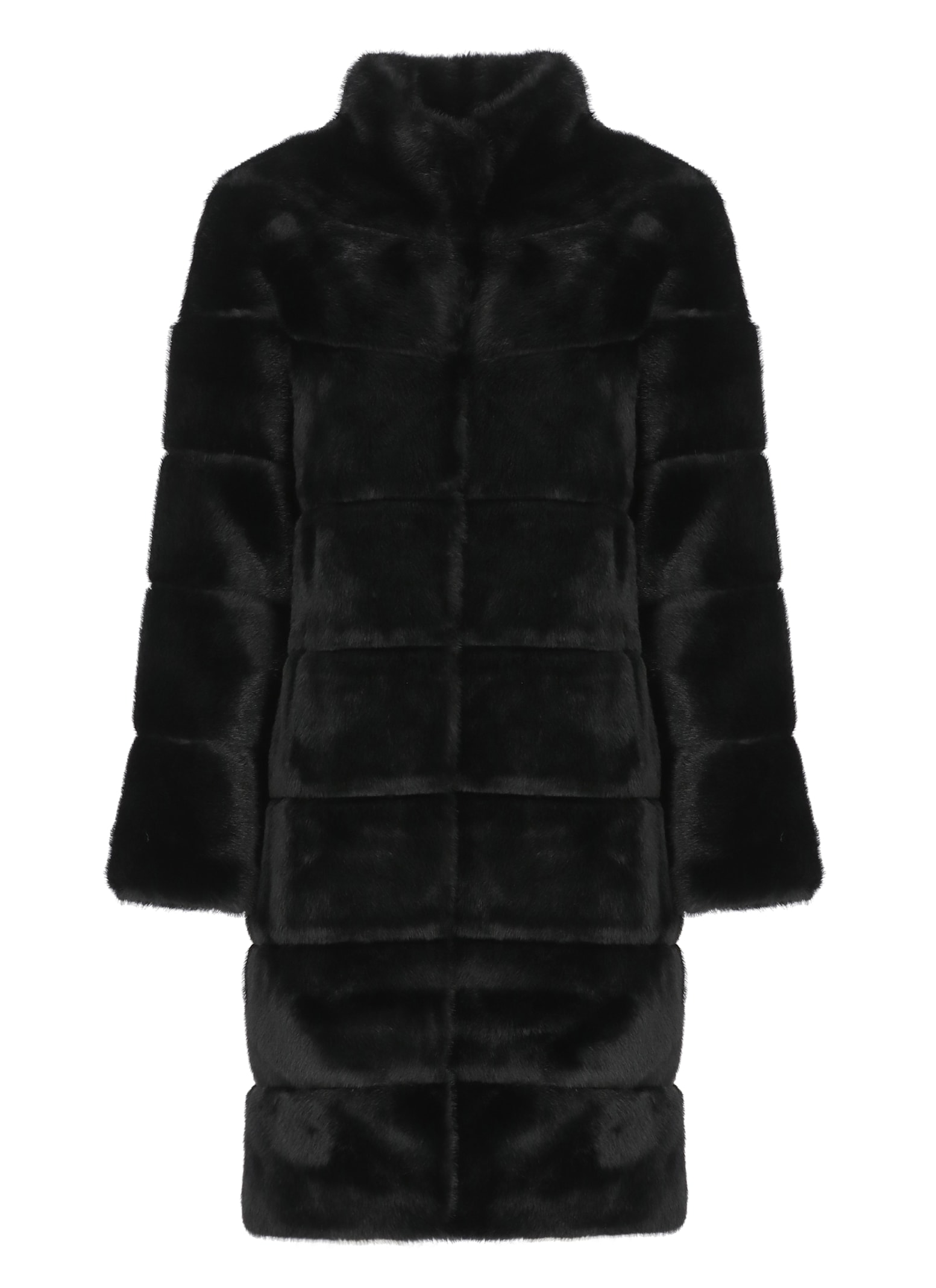 Betta Corradi High-neck Faux-fur Coat In Black