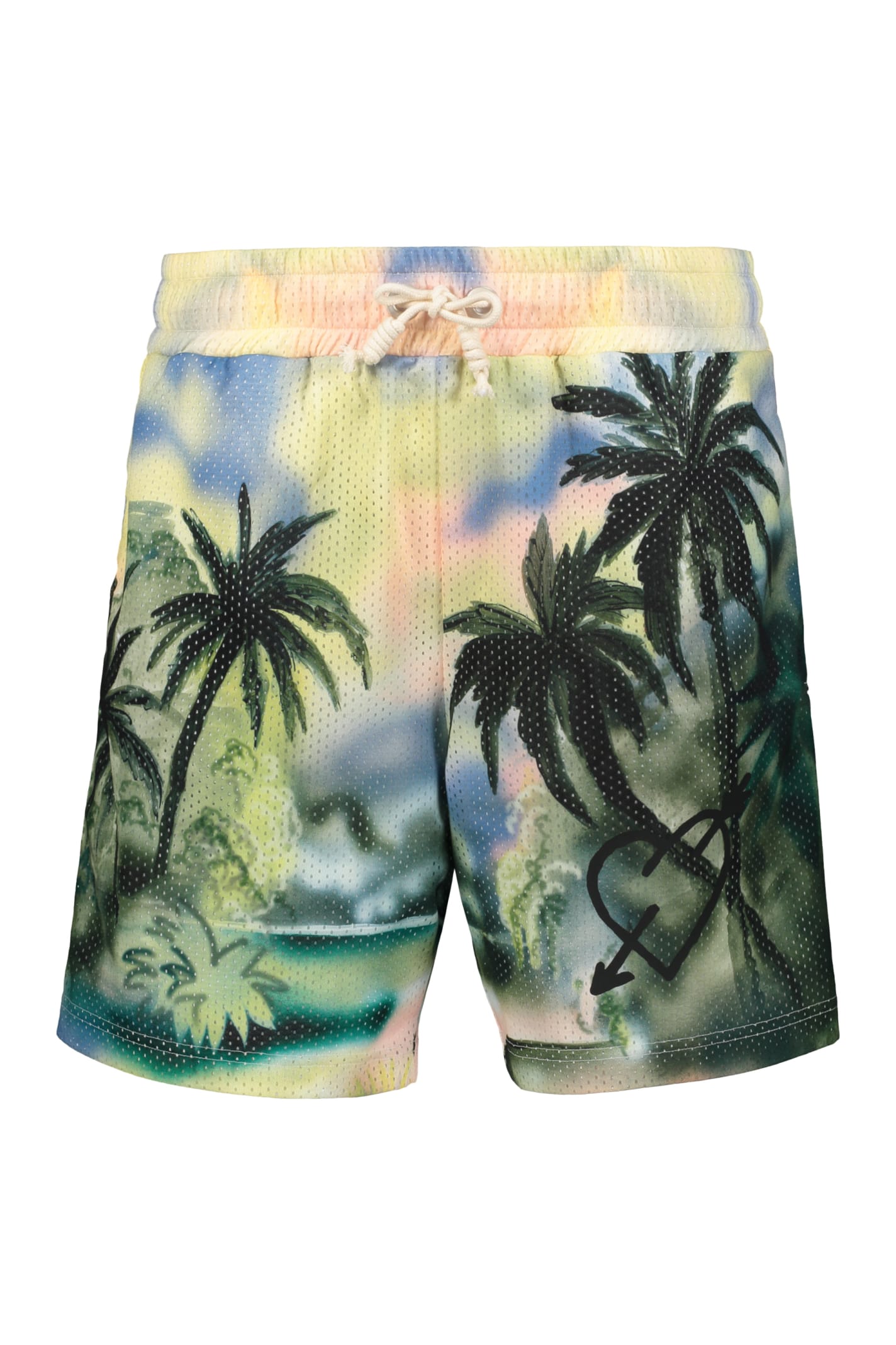 Shop Palm Angels Printed Techno Fabric Bermuda-shorts In Multicolor