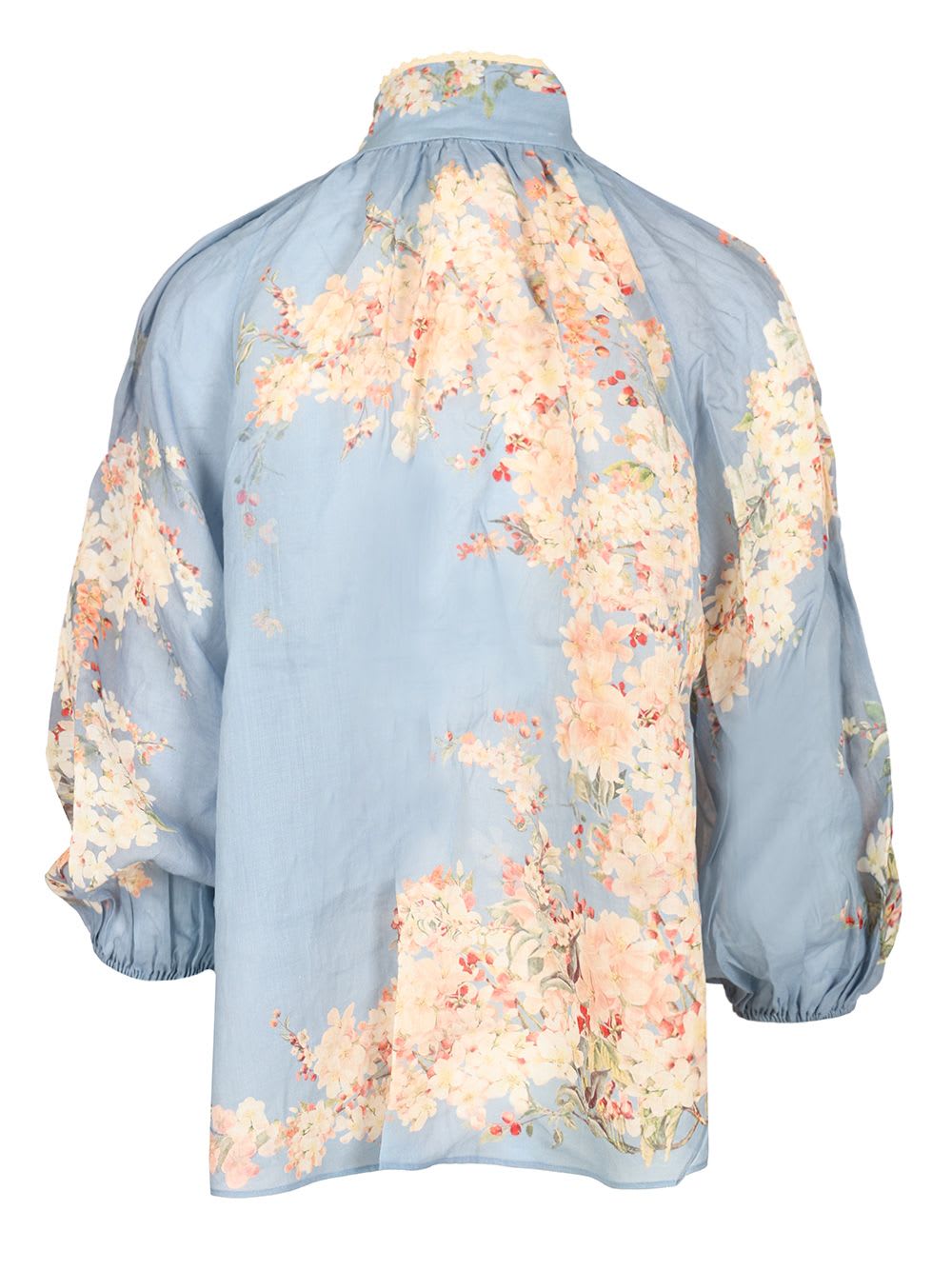 Zimmermann Cascadian Lace-trimmed Floral-print Ramie Blouse In Multi