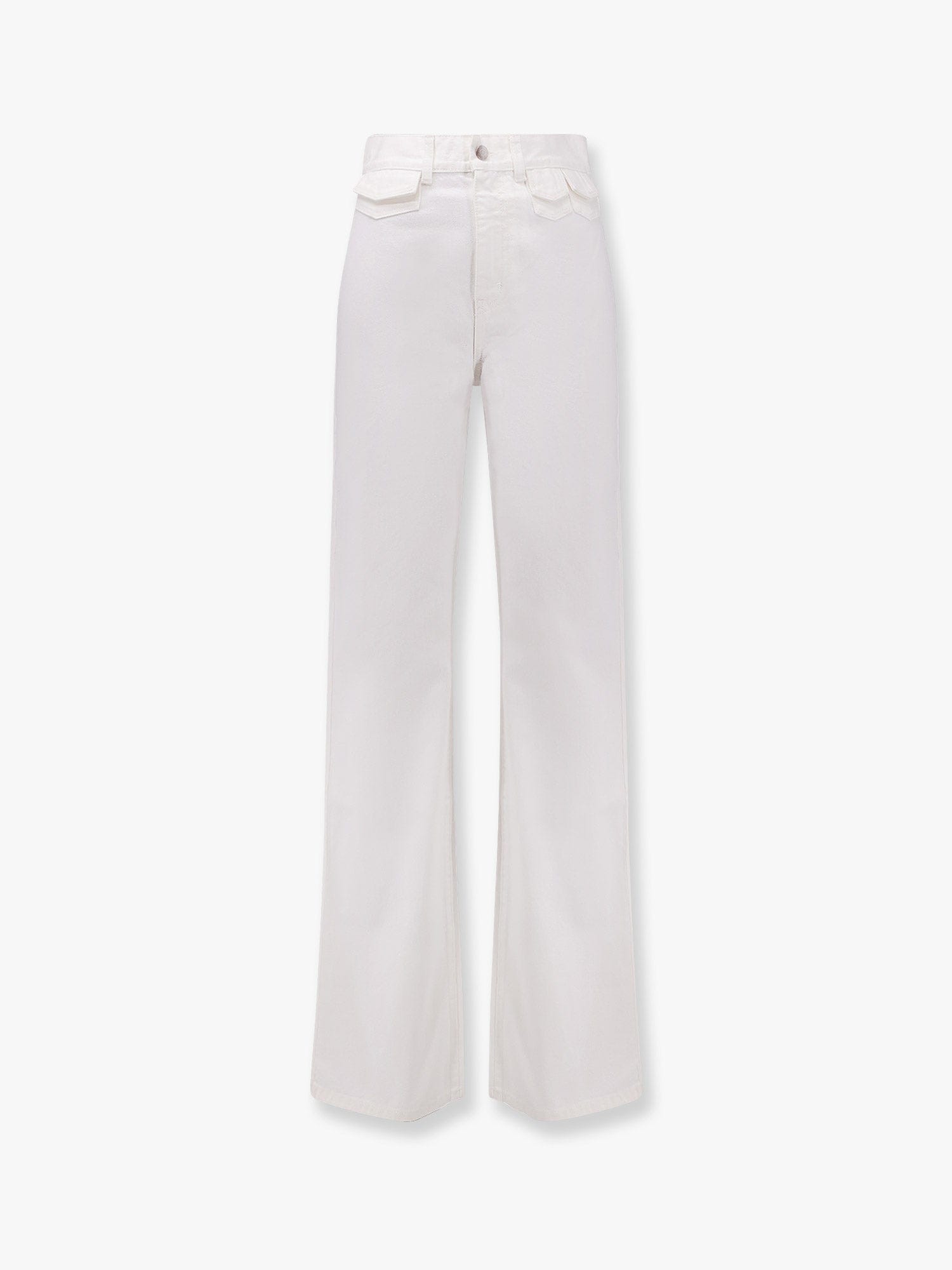 CHLOÉ WHITE DENIM TROUSER WITH LEATHER TAG