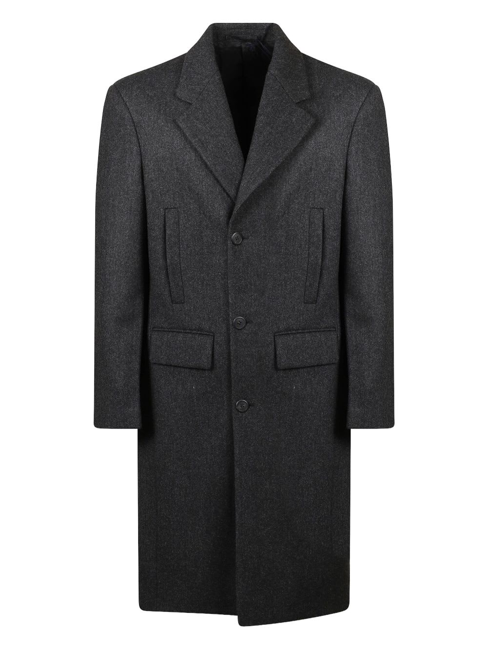 Prada Tailored Grey Coat With Notched Lapel In Multi