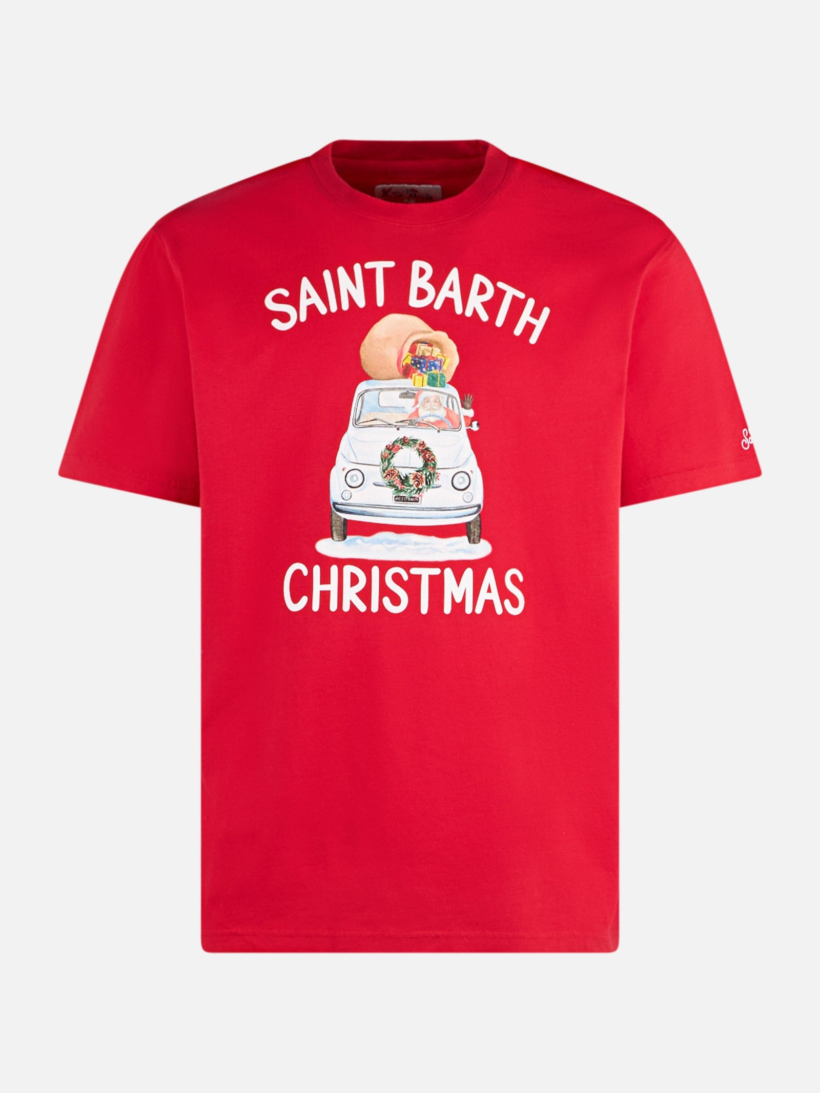 MC2 SAINT BARTH MAN HEAVY COTTON T-SHIRT WITH SAINT BARTH CHRISTMAS PRINT