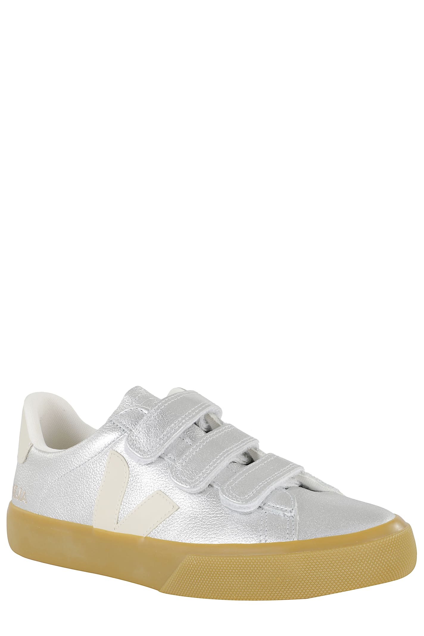 Veja Leather Strap-fastening Sneakers In Silver
